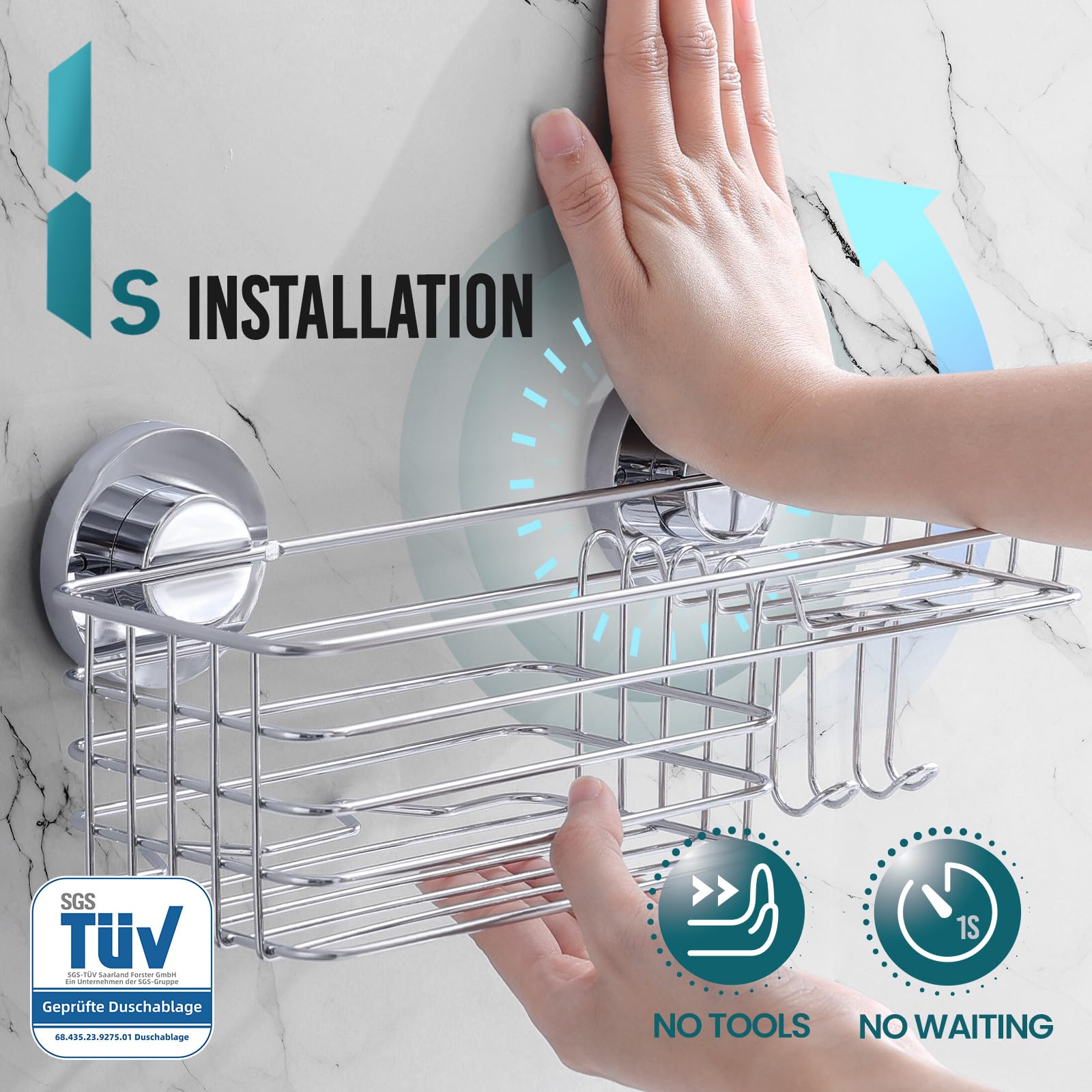 TAILI Duschablage Ohne Bohren Rostfreie Duschregale für die Dusche Große Kapazität Bad Organizer Ohne Bohren Badezimmer Zubehör für Shampoo Duschkorb Küche Organizer, Silber