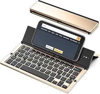 Geyes Folding Bluetooth Keyboard, Wireless Foldable Keyboard with Portable Pocket Size, Aluminum Alloy Housing, Carrying P...