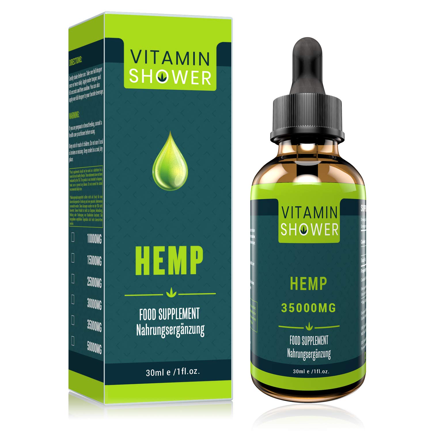 Hemp Seed Oil Drops with Powerful Formula | 30ML-35000MG | Natural Ingredients| Pure & Vegan|Omega 3 6 9