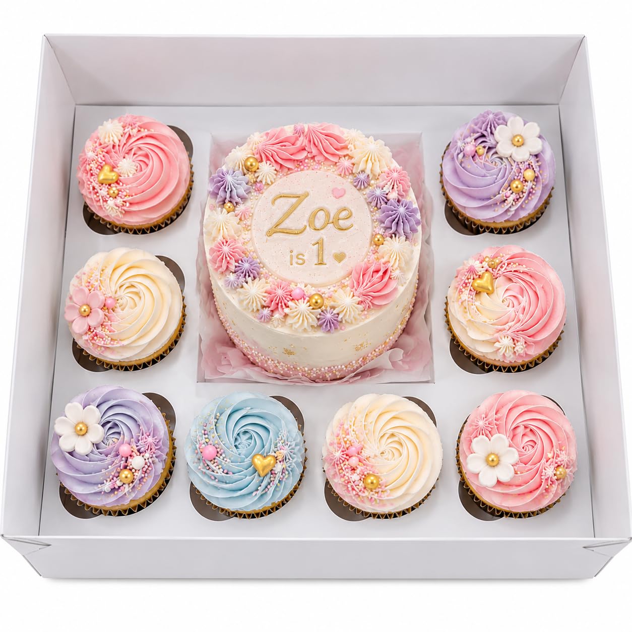 FAVES CRAFT 9 Hole Bento Cake Box with Clear Lid 13x10x5 Inch – Holds 1 Cake & 8 Cupcakes | White Bakery Box with Insert | Cupcake & Cake Gift Packaging for Birthday Wedding Christening Gift Box (5)