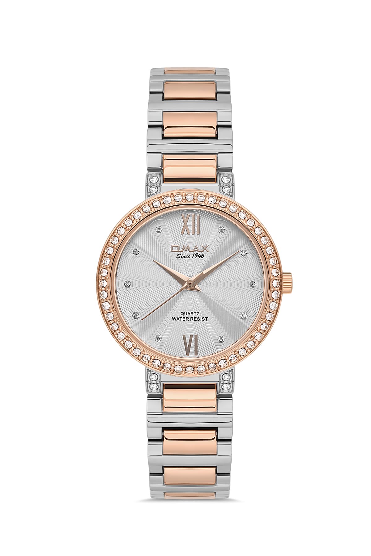 OMAXOriginal Watches for Women Silver Rose Gold Stainless Strap 31mm Grey Round Shape Analog Wrist Watch For Women's 100% Waterproof Business Casual Wear Gifts Made in Japan 1 Year Warranty