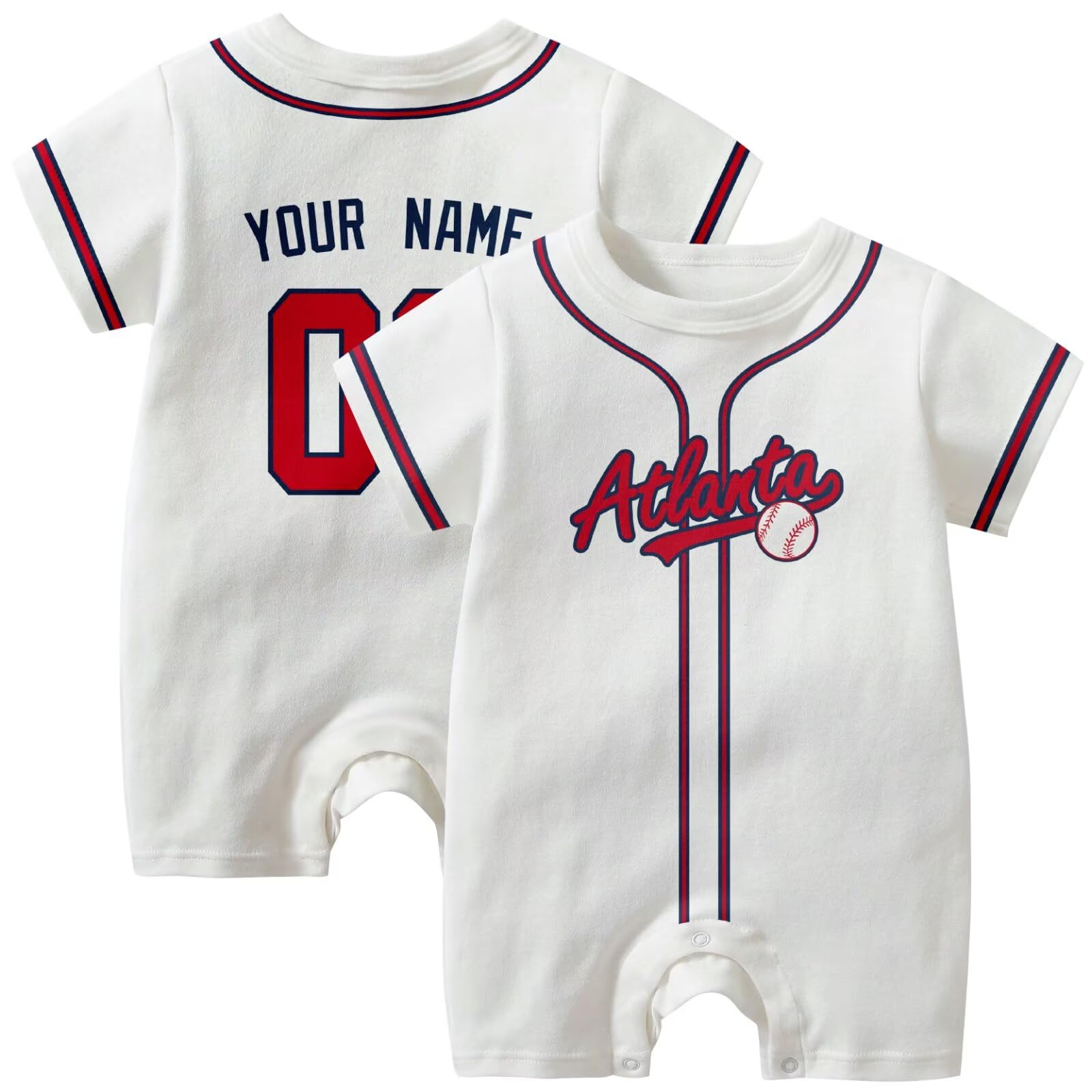 KREDE Baby Clothes Unisex White Bodysuit Rompers Custom Name Number for Baby Boys
