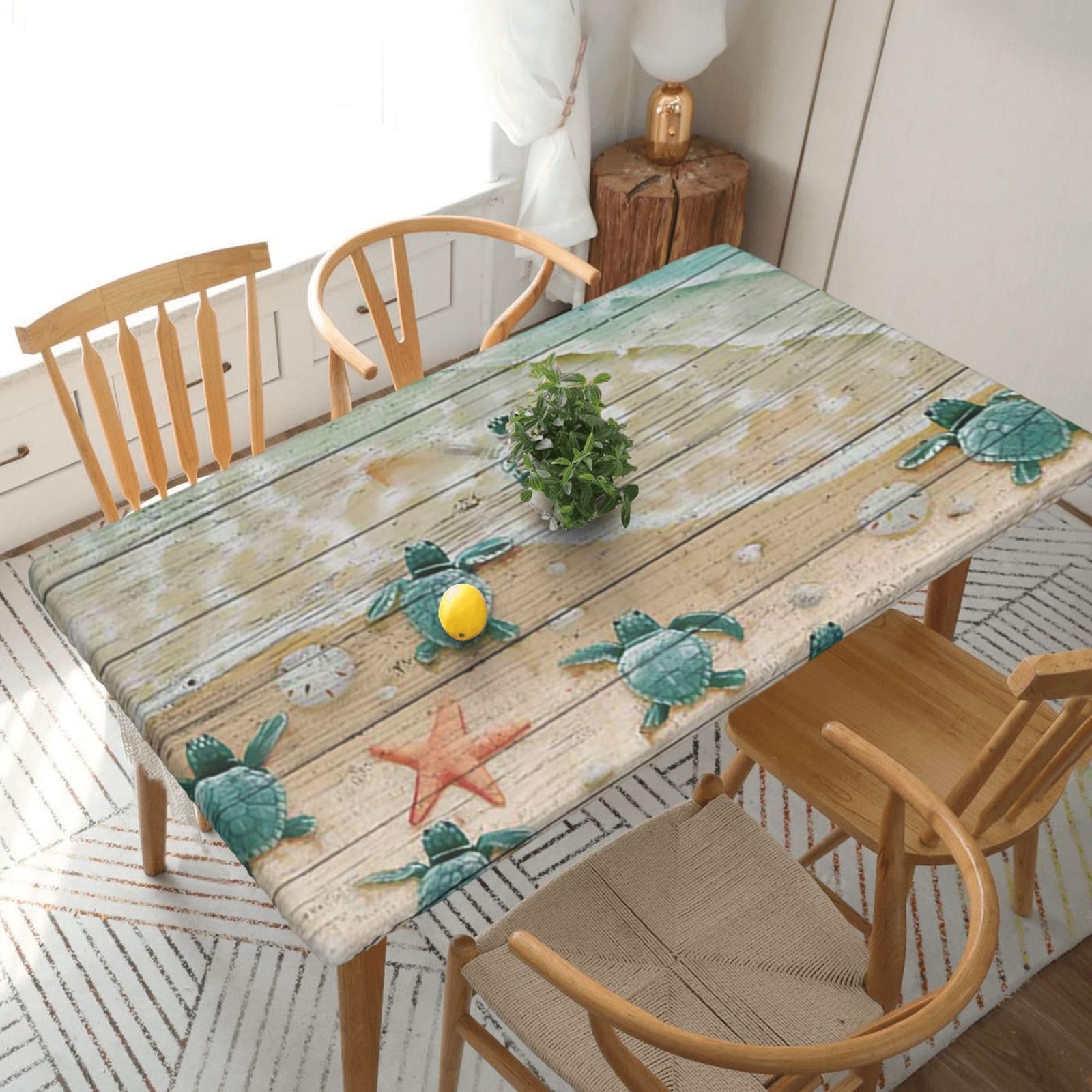 BNVSADC Sea Turtle Printed 5FT Tablecloth Polyester Kitchen Water Resistant Table Cloth Dining Table Decoration Table Covers, 152x76 CM