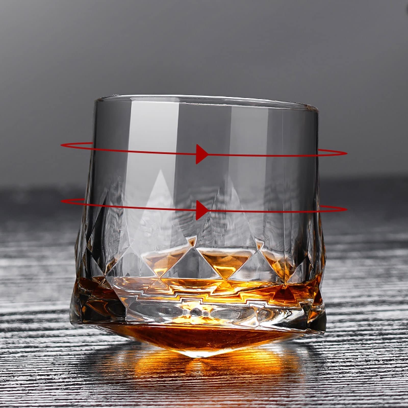 Szklanka do piwa， 6 9oz Obrotowe Wino Whiskey Piwo Napój Szklanki Przezroczyste Szklanki Zestaw Szklanek