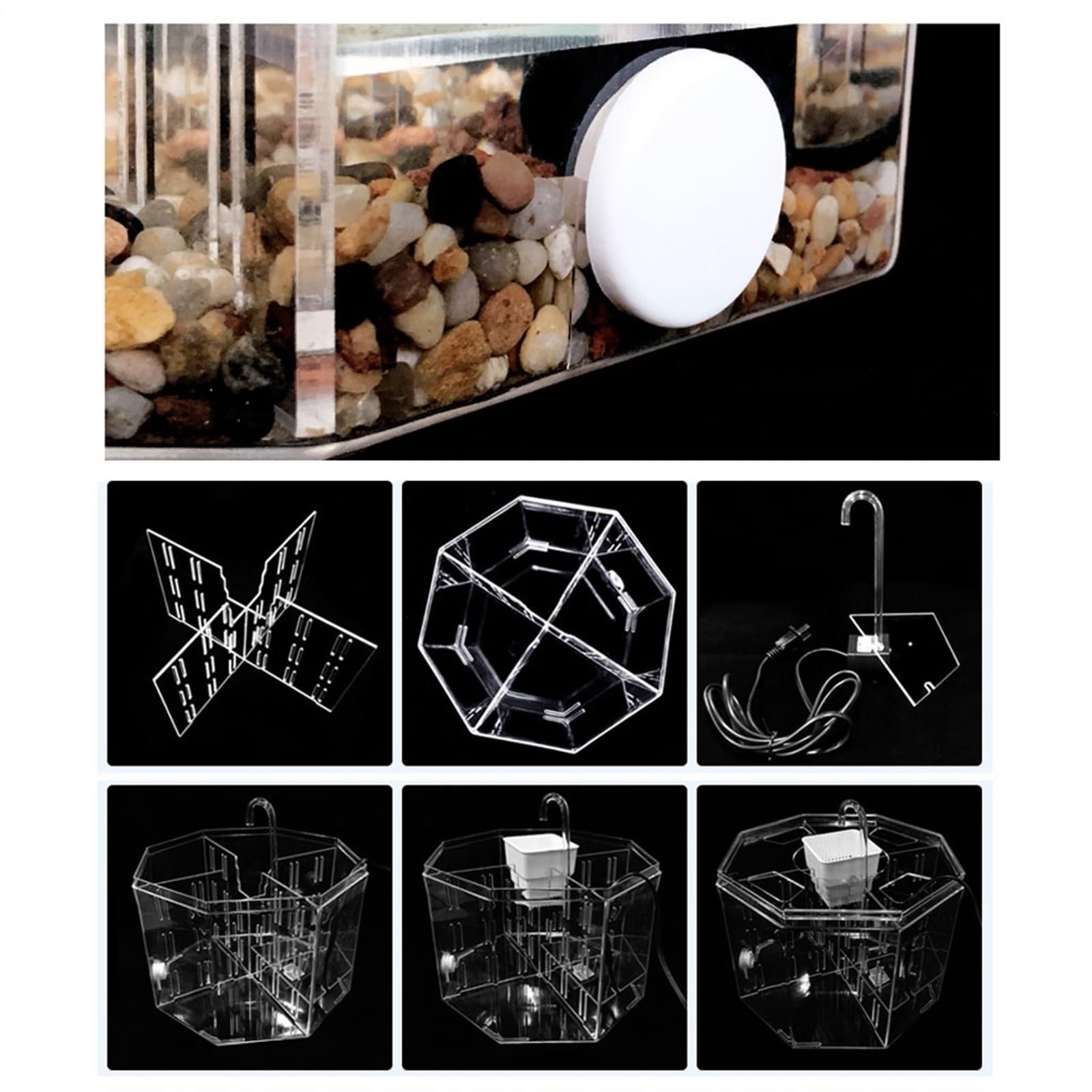 Dekorative Aquarien Isolationsbox for kleine Aquarien, Zucht, spezielles transparentes Acryl-Aquarium mit Pumpenfiltration, Zieraquarium, Büro, Zuhause für das Büro