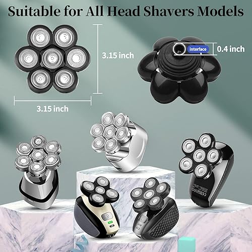 Miniatura 3 de Roziahome Cabezales de repuesto para cuchilla de afeitar, resistentes al agua, 7 cabezales, cuchillas de repuesto para cortadora de barba, cabezal