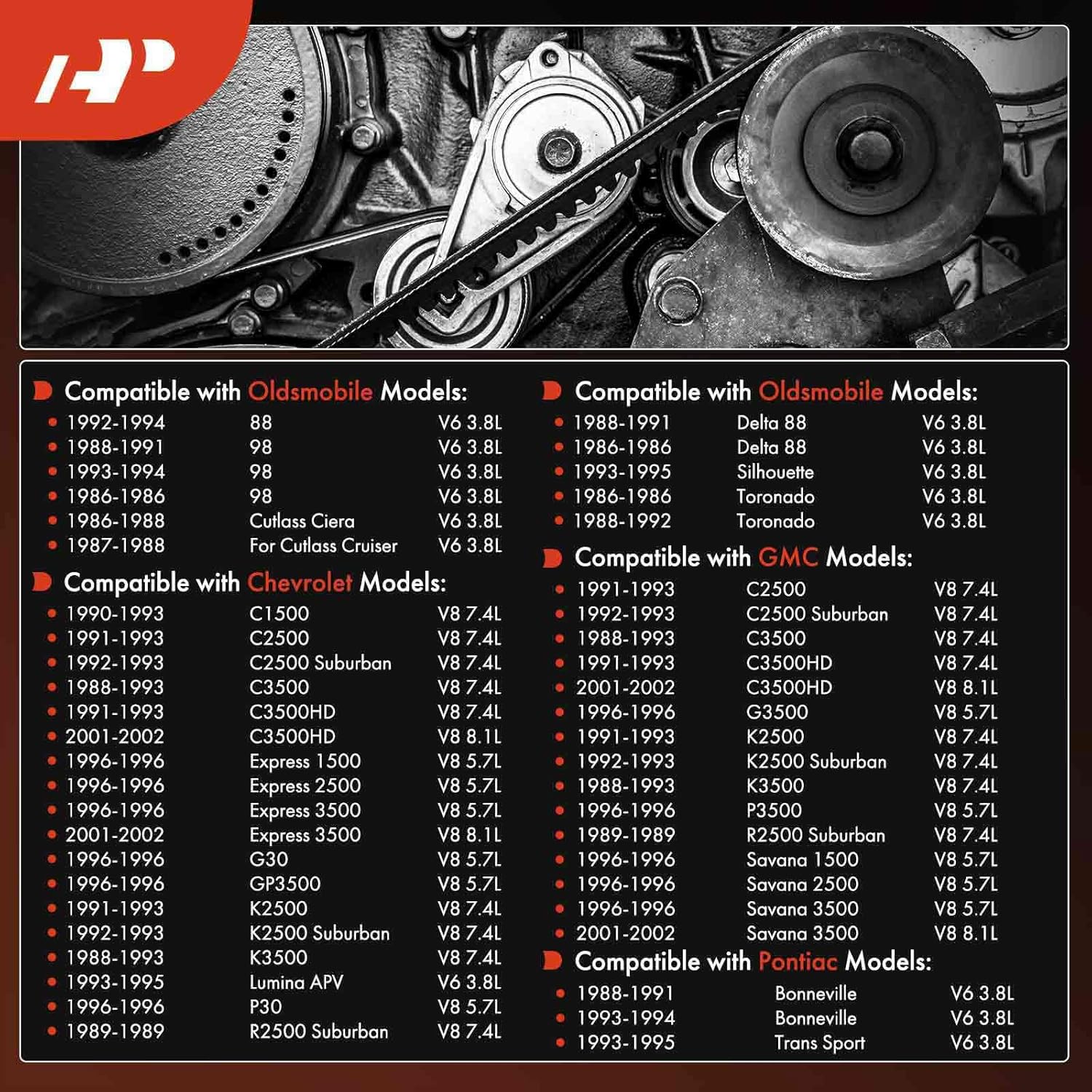 A-Premium 102.4 Inch Engine Serpentine Drive Belt Compatible with Buick, Chevy, Ford, GMC, Jeep, Lincoln, Mercury, Olds & Pontiac Cars - F-150, Explorer, E-150 Club Wagon, E-250 Econoline, Express