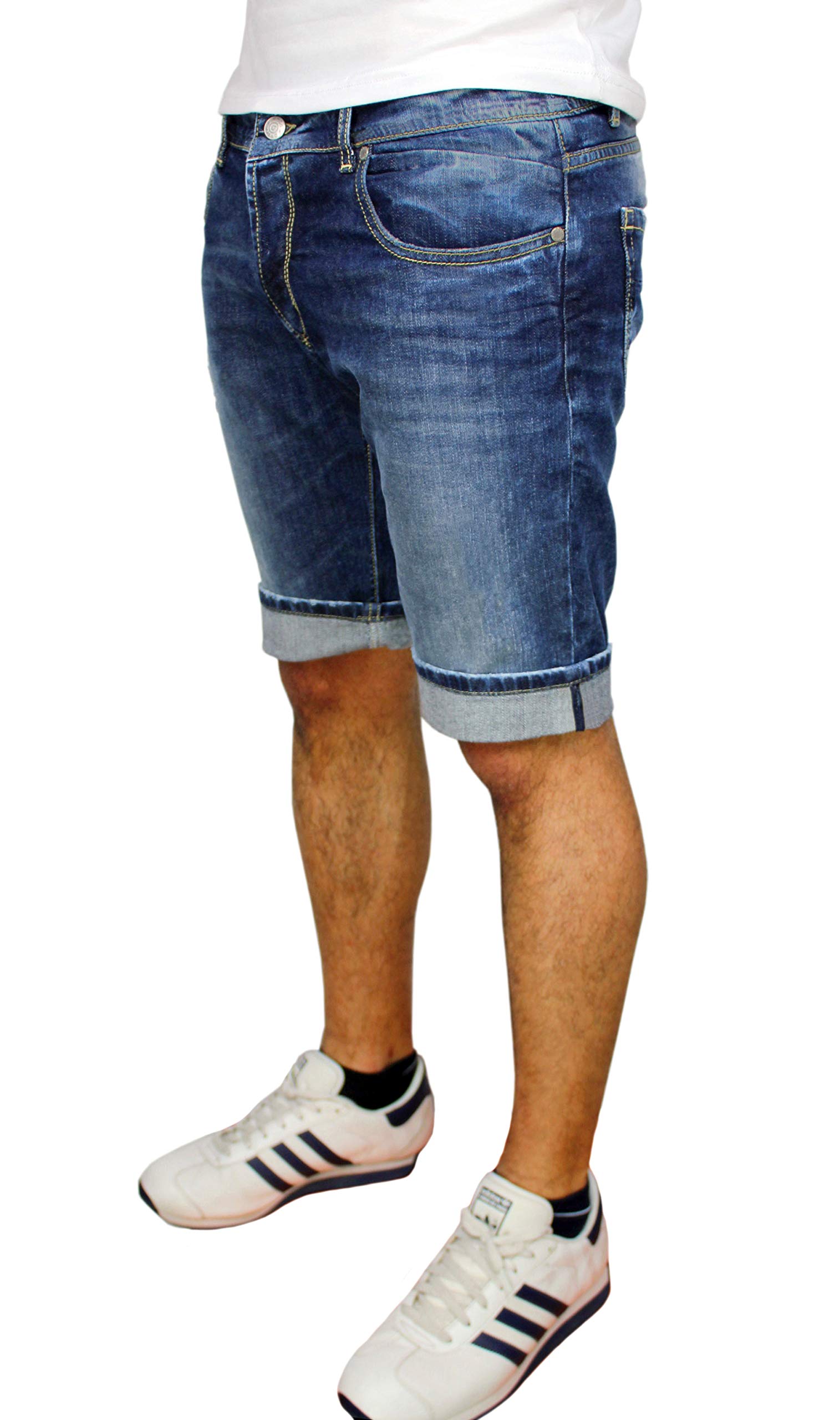 Jeans Pantaloni Corti Uomo Blu Denim Shorts Estivi in Cotone