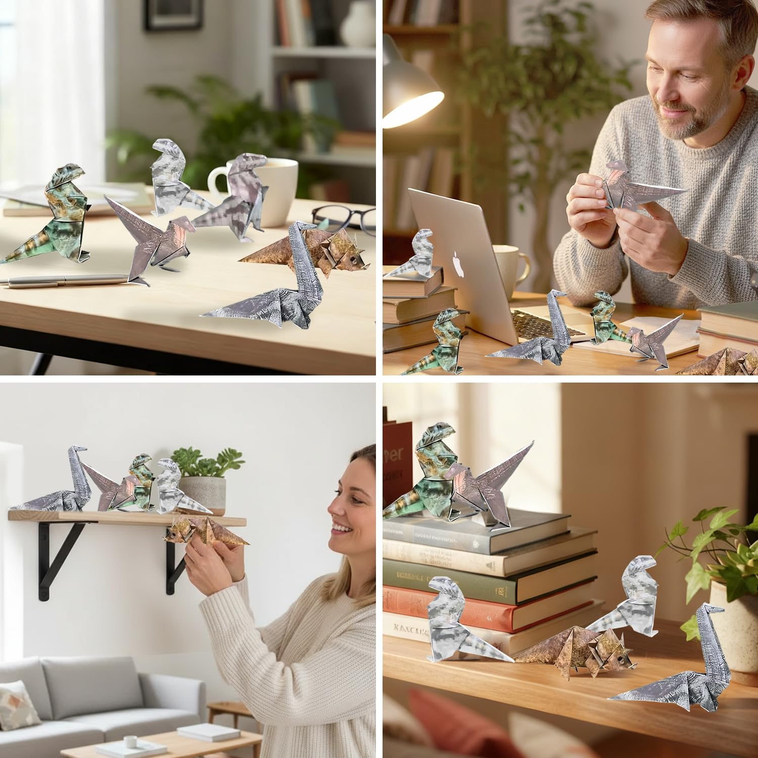Kit de Origami de Dinosaurios, 35 Hojas de Papel para Plegar Figuras de Animales Prehistóricos, Manualidades Creativas para Niños de 6 a 12 Años