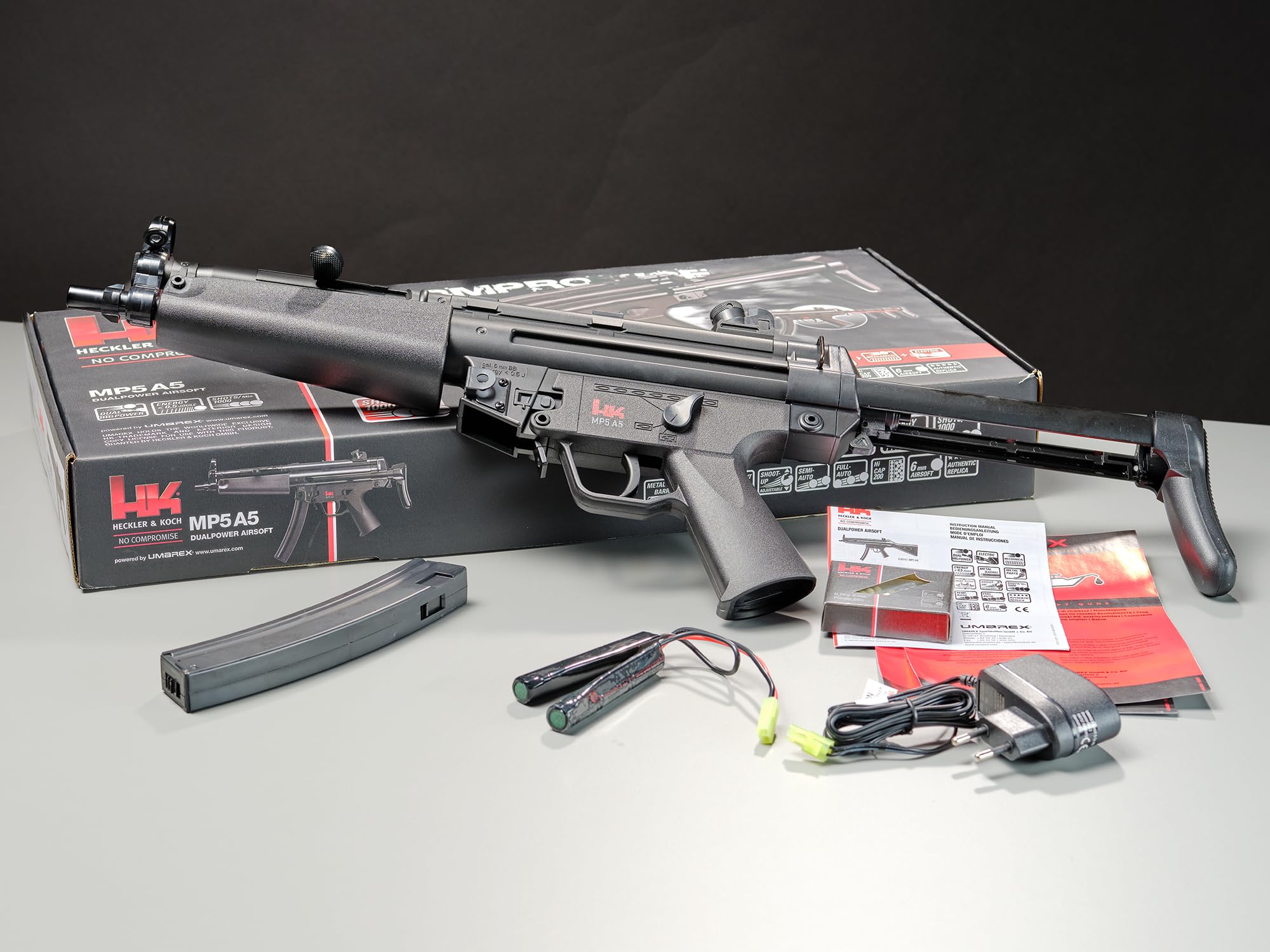 Umarex Airsoft Gewehr MP5 A5, elektrische Full-Auto Softairwaffe, Pistole mit < 0,5 Joule, für 6 mm BB Kugeln, voll automatisch