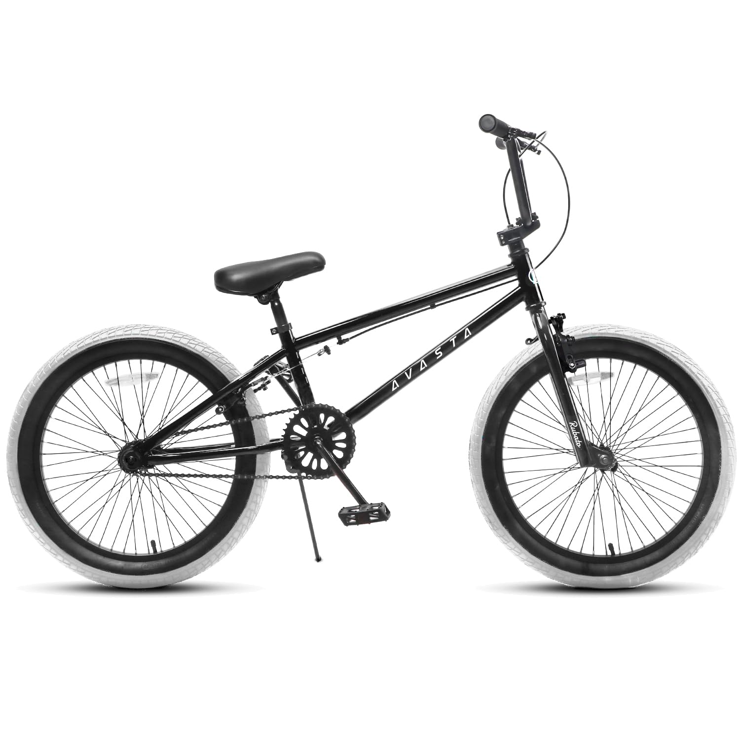 AVASTA AVASTABicicleta BMX Freestyle Infantil de 18 Pulgadas para niños de 5 6 7 8 años, niñas y Principiantes, Negra con neumáticos Grises