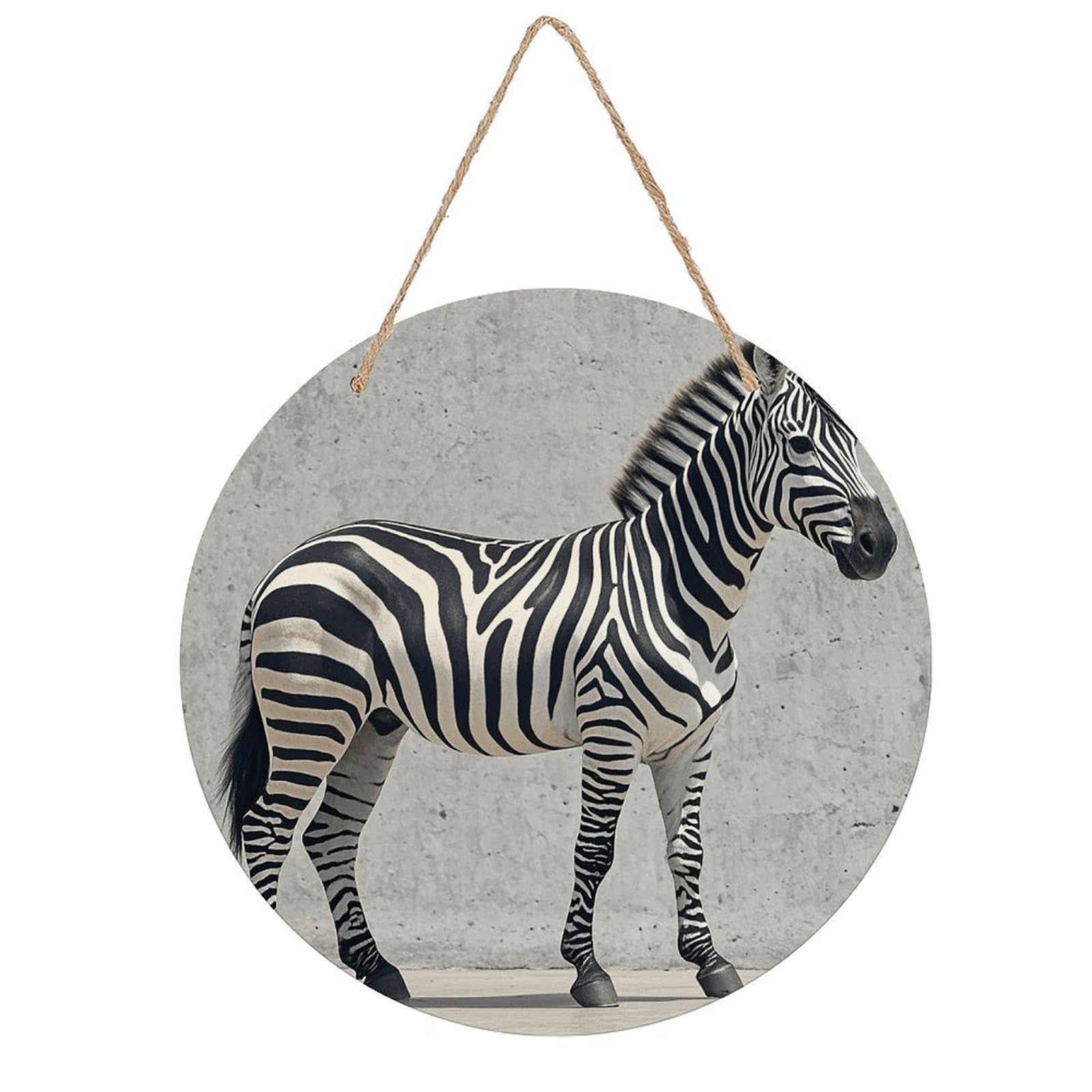 FekiLoot Zebra on The Wall Welcome Sign Wall Decor Welcome Round Wood Hanging Signs Decoration Farmhouse Wall Sign Wall Plaque Funny Decor Door Hanger for Front Door Porch Office