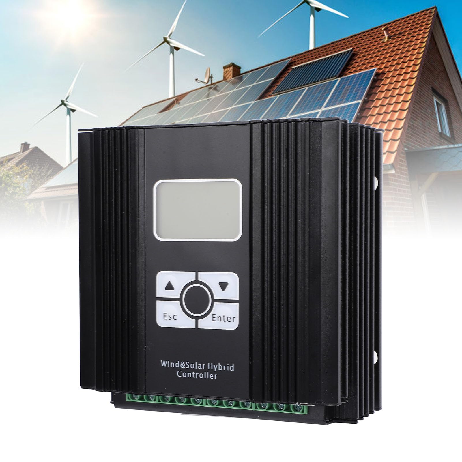 Garosa Wiatrowy Regulator ładowania Słonecznego 12 V/24 V MPPT Hybrydowy Regulator z Wyświetlaczem LCD Technologia Boost PWM dla Domowych Morskich Systemów Oświetlenia Ulicznego (Wentylator 1000W)