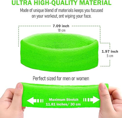 Miniatura 6 de Ronglry Conjunto de bandas para el sudor de neón de los años 80 y 90 para mujer, pulsera deportiva y diadema de neón para el sudor, accesorios de