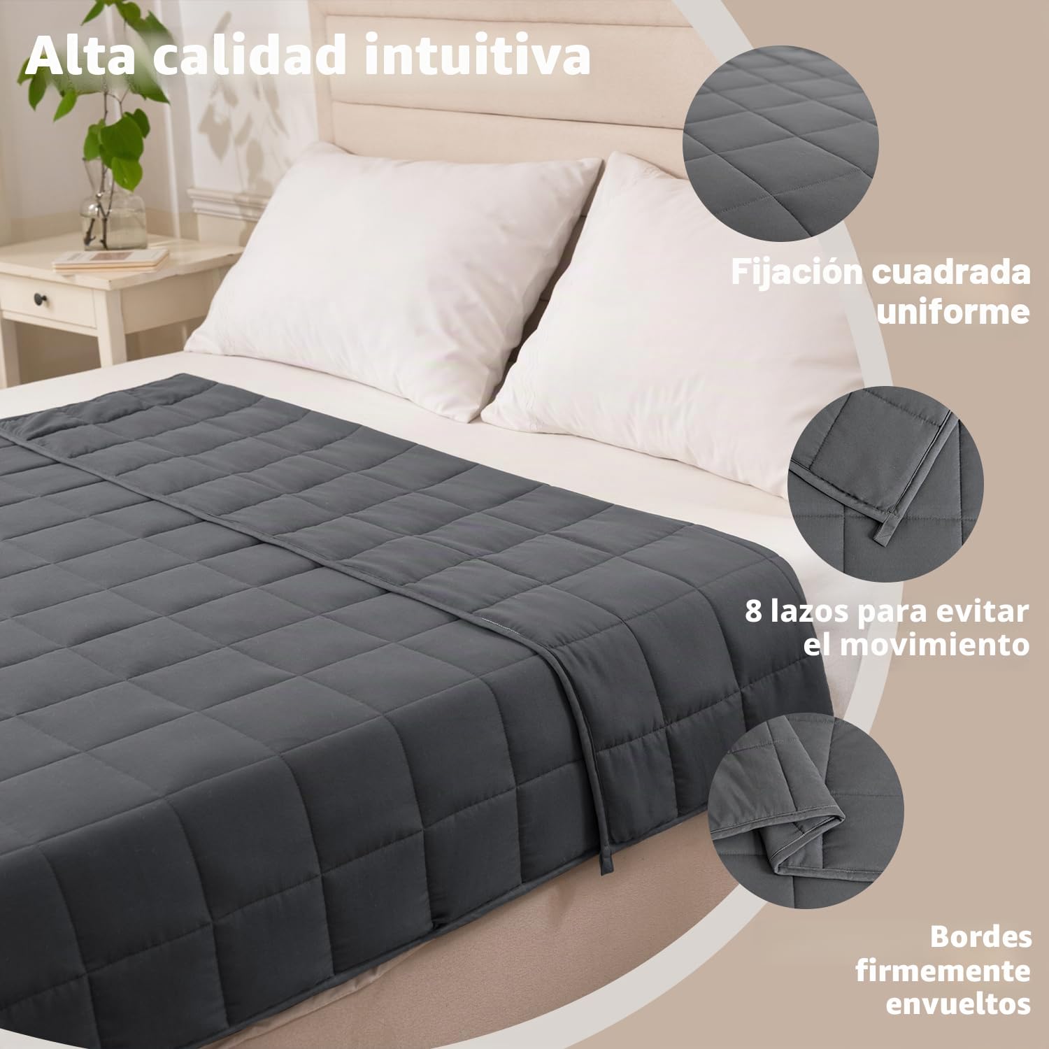 Good Nite Manta Pesada de 8 Kg,150 * 200cm, Manta Relajación, Terapia, Antiestrés Adultos para Mejorar El Sueño Antiestrés, de Peso Niños con Autismo, Gris
