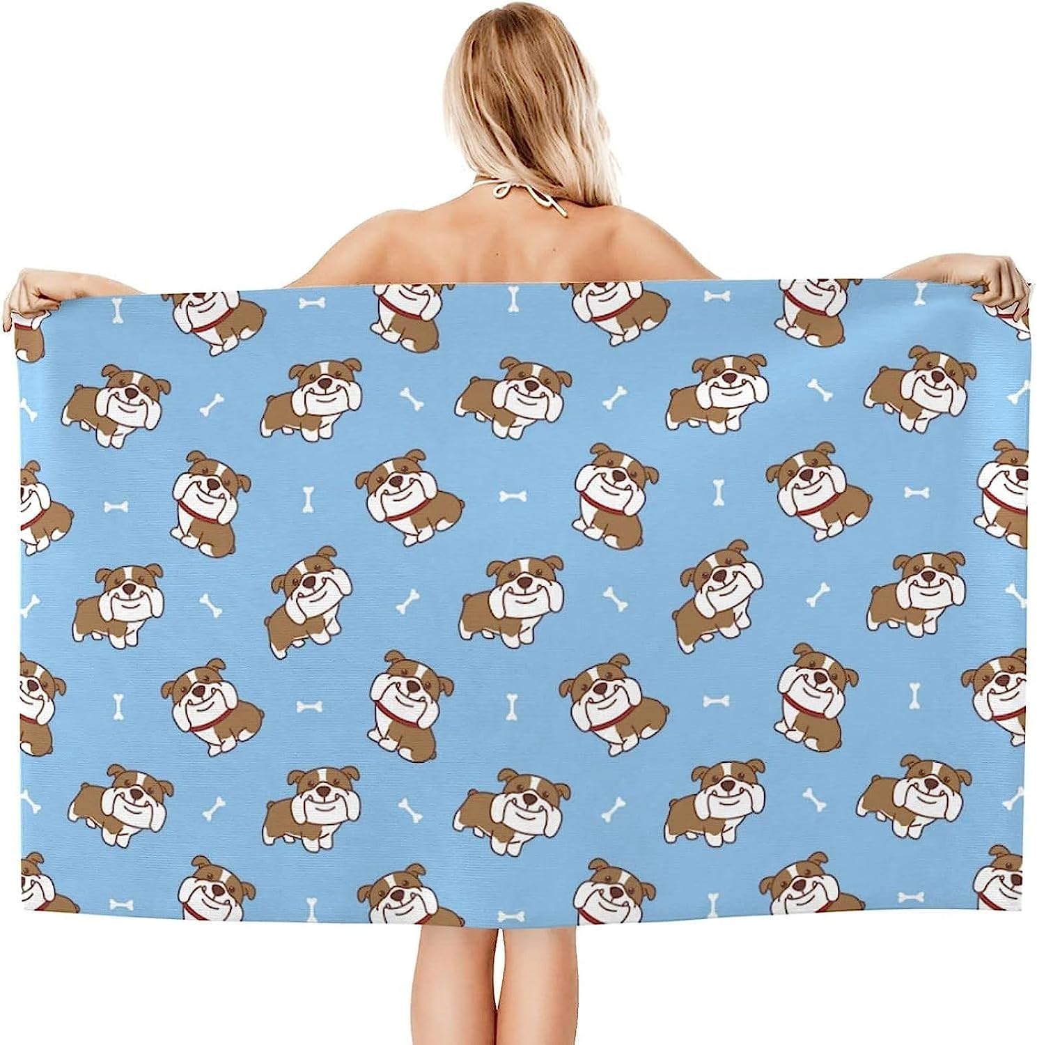 Toalla De Playa De Microfibra Extra Grande De Secado Rápido Sin Arena Toalla De Baño Ligera para Piscina Baño Camping Bulldog Inglés Manta De Viaje para Mujeres Y Hombres, 200 X 200 Cm -8G7X+V4R