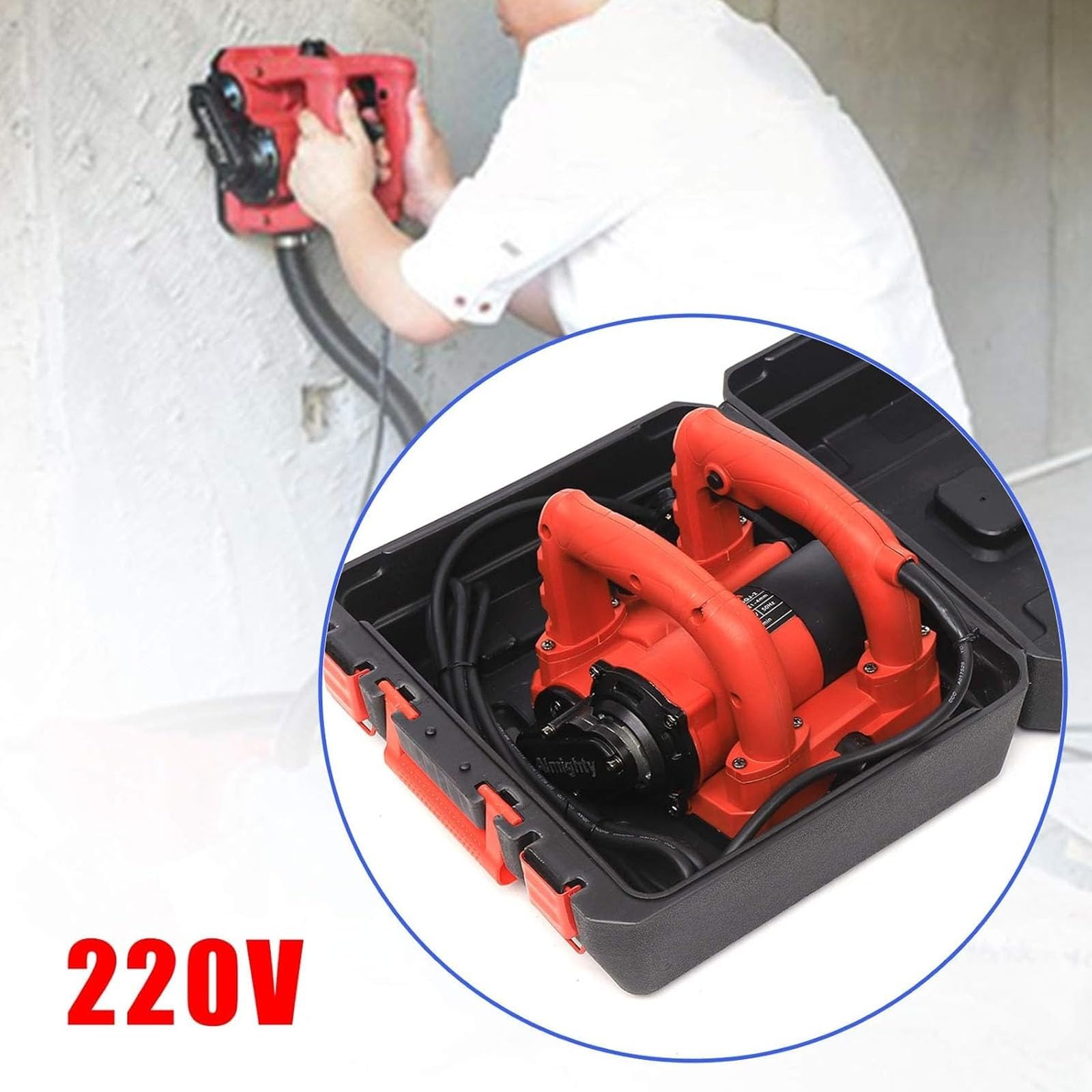 Elektryczna strugarka ścienna, skrobak ścienny 2980 W, regulacja głębokości 1-4 mm, prędkość: 3500 obr./min, szerokość 15 cm, profesjonalna do cementu, szpachli i szlifowania betonu