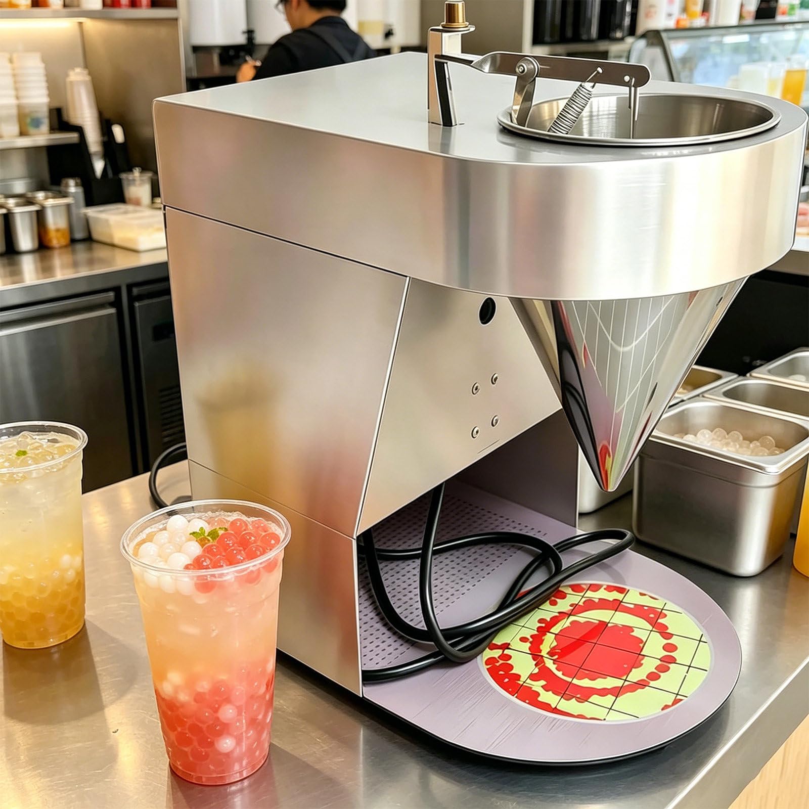 SOTIKARERY Automatic Popping Boba Machine - Commercial Pearl Maker 50kg/h, with Simple One-Button Operation, 18W Low Consumption, Zero Waste System, for Boba Tea Supplies & Desserts