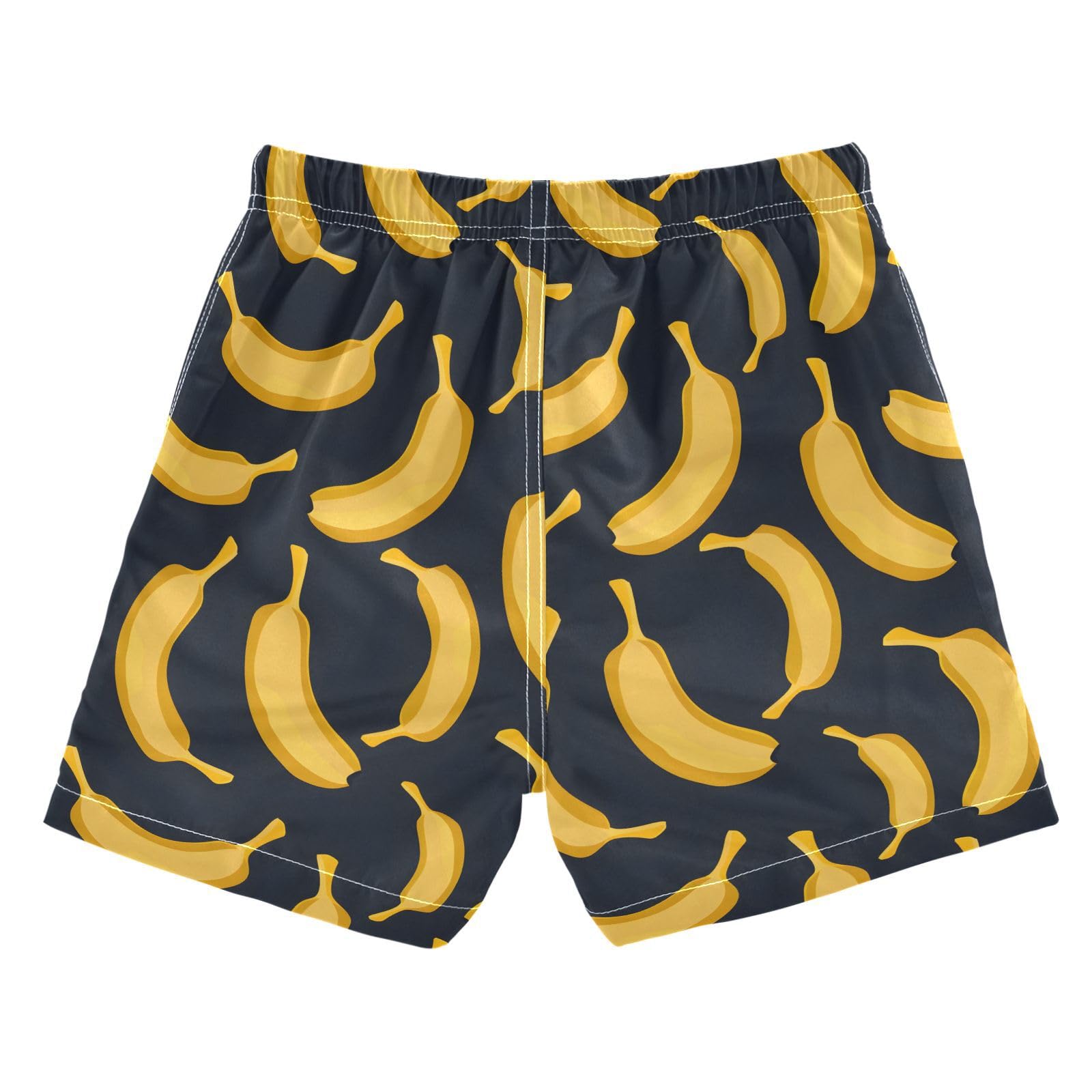 ALAZA Fruit Banana Black Cartoon Boys Quick Dry Beach Board Shorts Kids Swim Trunks Bathing Suit Swimsuit 4T