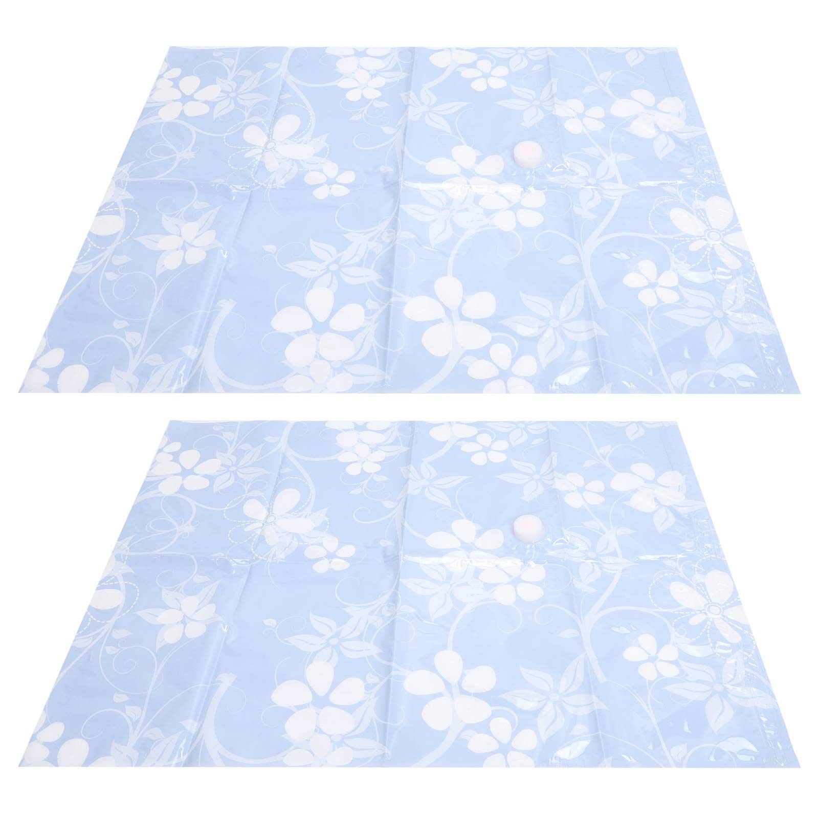 Ejoyous Sacco Sottovuoto da 2 Pezzi Sacco Compresso Sottovuoto in PE con Doppia Chiusura e Presa d'aria Filettata da 3,5 Cm per Vestiti, Trapunte, Coperte, Viaggi, Casa, Armadio, Organizzazione