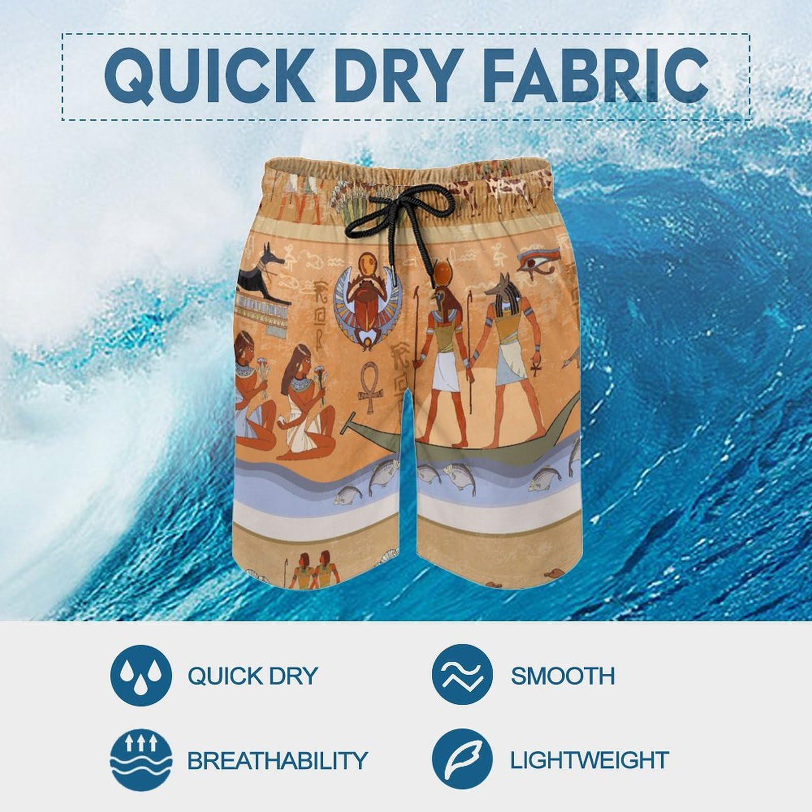 Maillots De Bain pour Hommes Board Shorts Motifs Égyptiens Shorts De Surf Short De Plage À Séchage