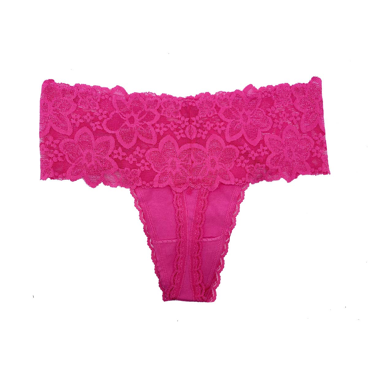 WKFIINM Pack 6 High Waisted Lace Thong for Women Cotton Underwear Plus Size High Rise Retro Tummy Control Thongs Panties: Large Assorted 6 Cotton Thongs