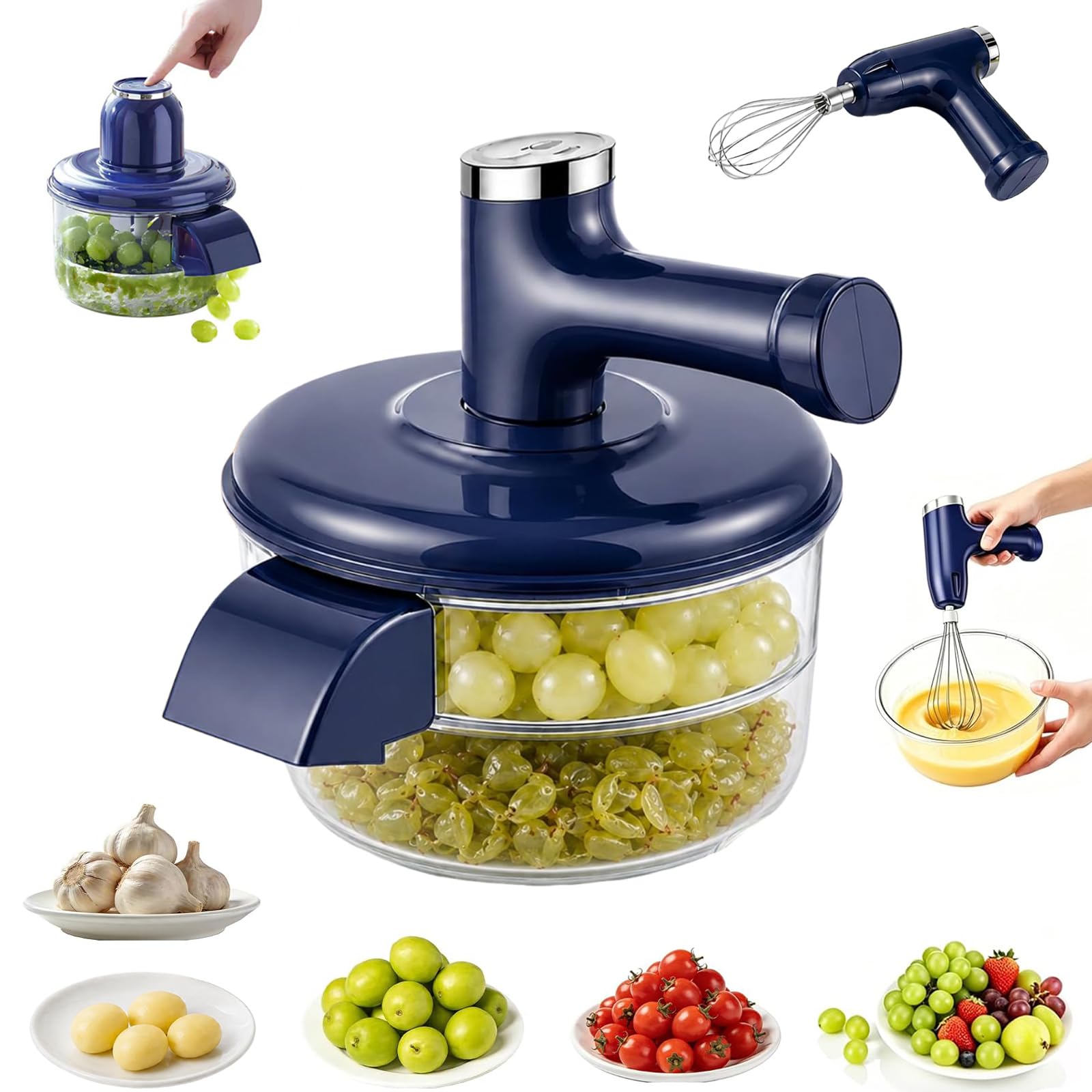 Éplucheur Et Mélangeur De Fruits Électriques, Éplucheur Sans 2-en-1 (Blue)