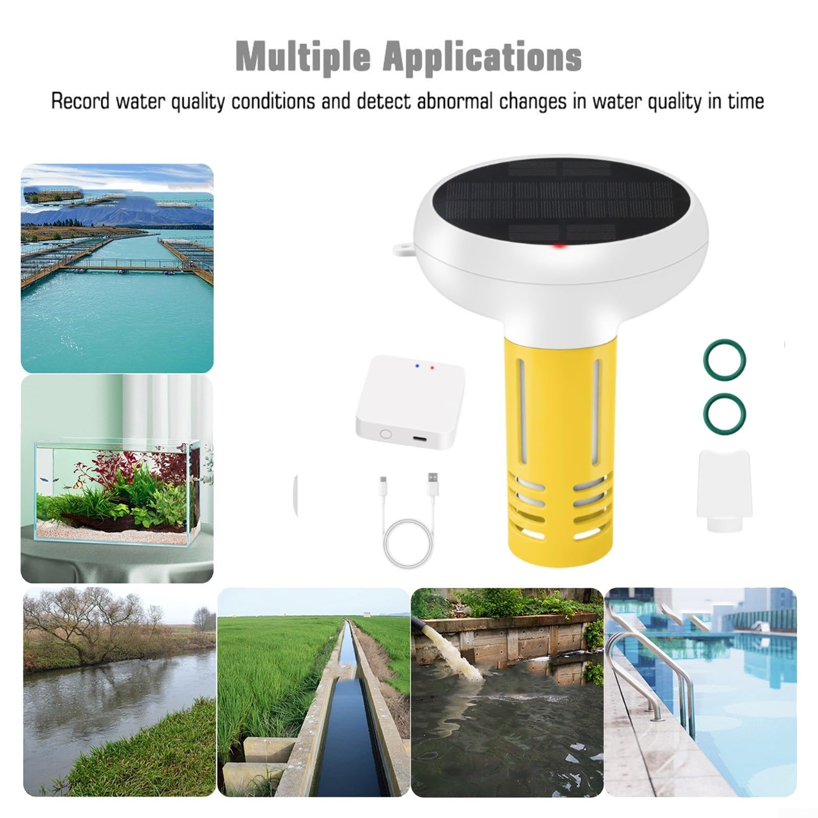 Probador de calidad del agua de la piscina para tuya,Digital pH Salinidad ORP Conductividad Temperatura Piscinas Monitor,Sensor inalámbrico de piscina (B)