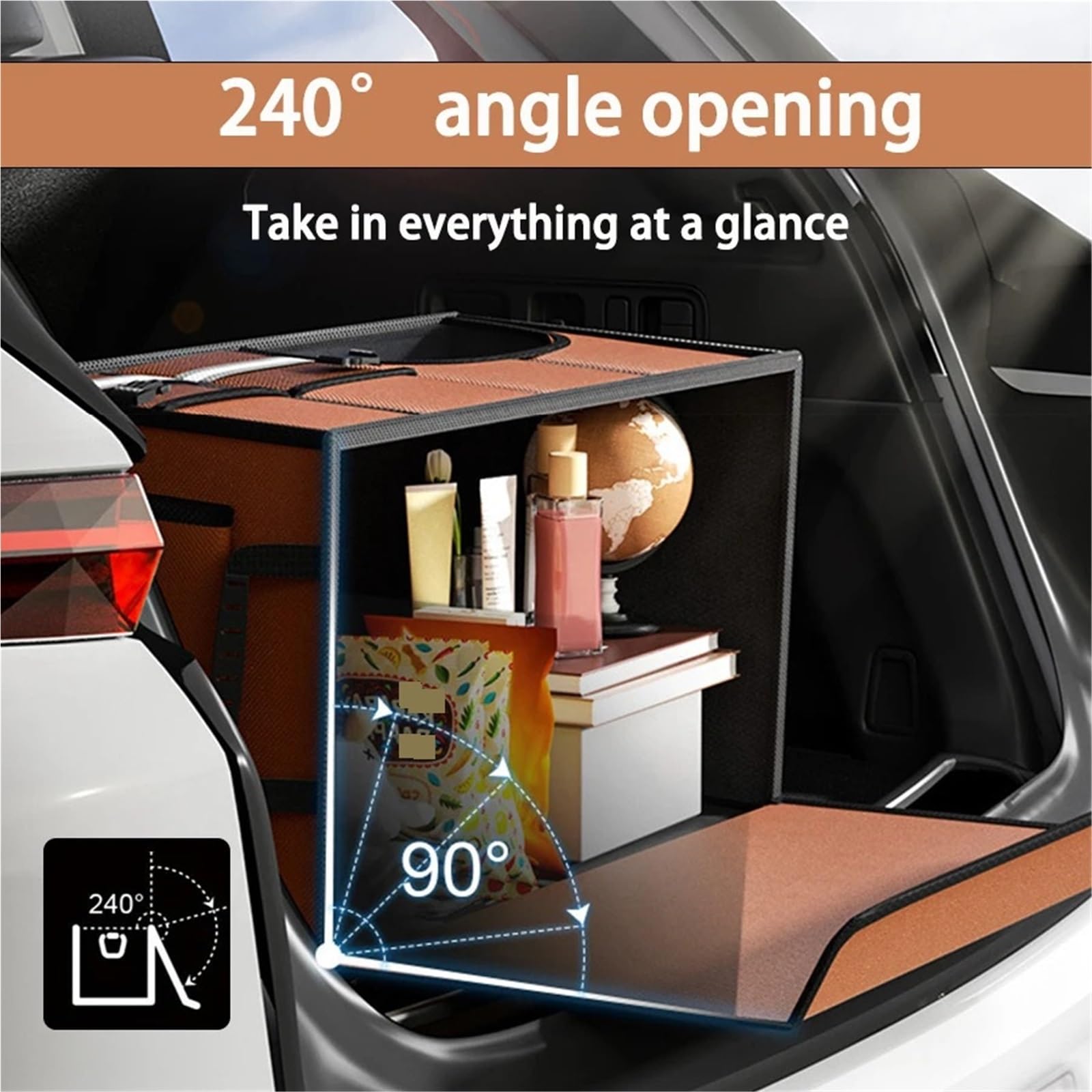 Almacén Antideslizante Durable‌ Organizador de maletero grande de 32/72 l para coche, plegable, con tapa, impermeable Almacenamiento para Coche‌(72L Black)