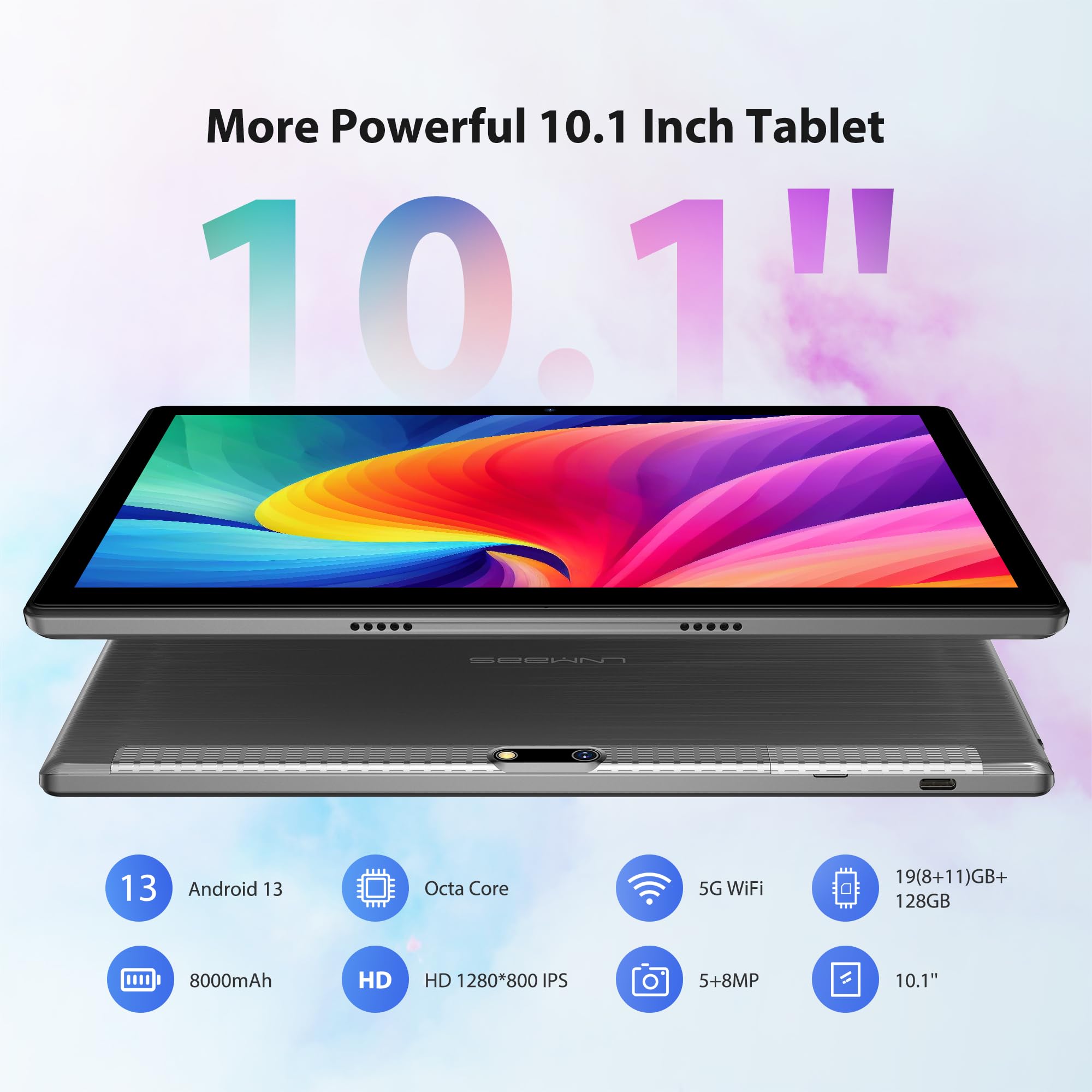 LNMBBS Android 13 Tablet 10 Inch with 5G WiFi, 19 (8+11) GB RAM +