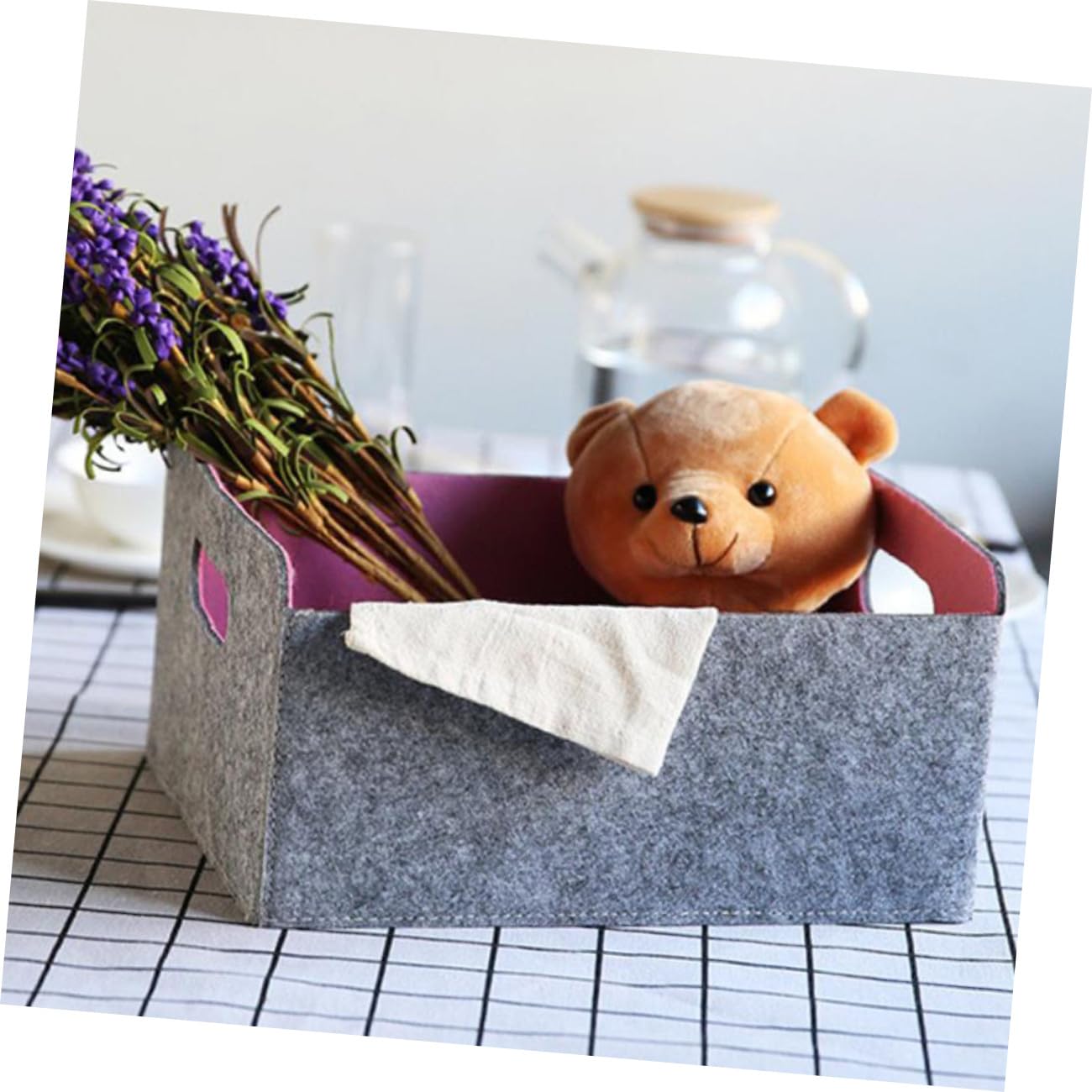 OUNONA Cesta De Almacenamiento De Fieltro Organizador Plegable Para Artículos Del Hogar Cesta Para Almacenaje Dormitorio o Sala De Estar