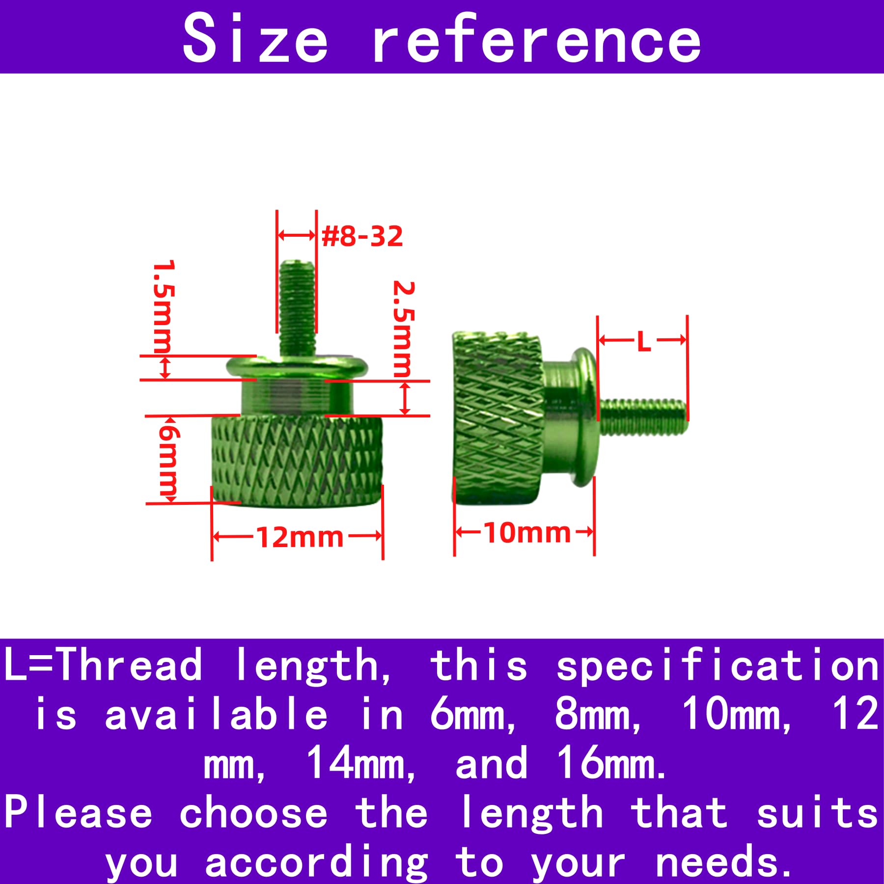 6063 Aluminum Alloy DIY Textured Thumb Screws#8-32, Textured Screws, 10pcs?Manual Screws, Chassis Thumb Screws, Computer case Screws ?Rose Red, #8-32x1/2 inch?