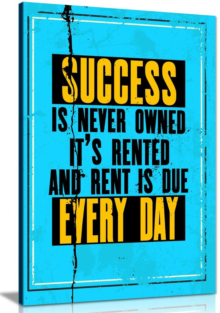 Panther Print Success Is Never Owned Inspiring Motivation Quote Canvas Wall Art Picture Print (18X12)
