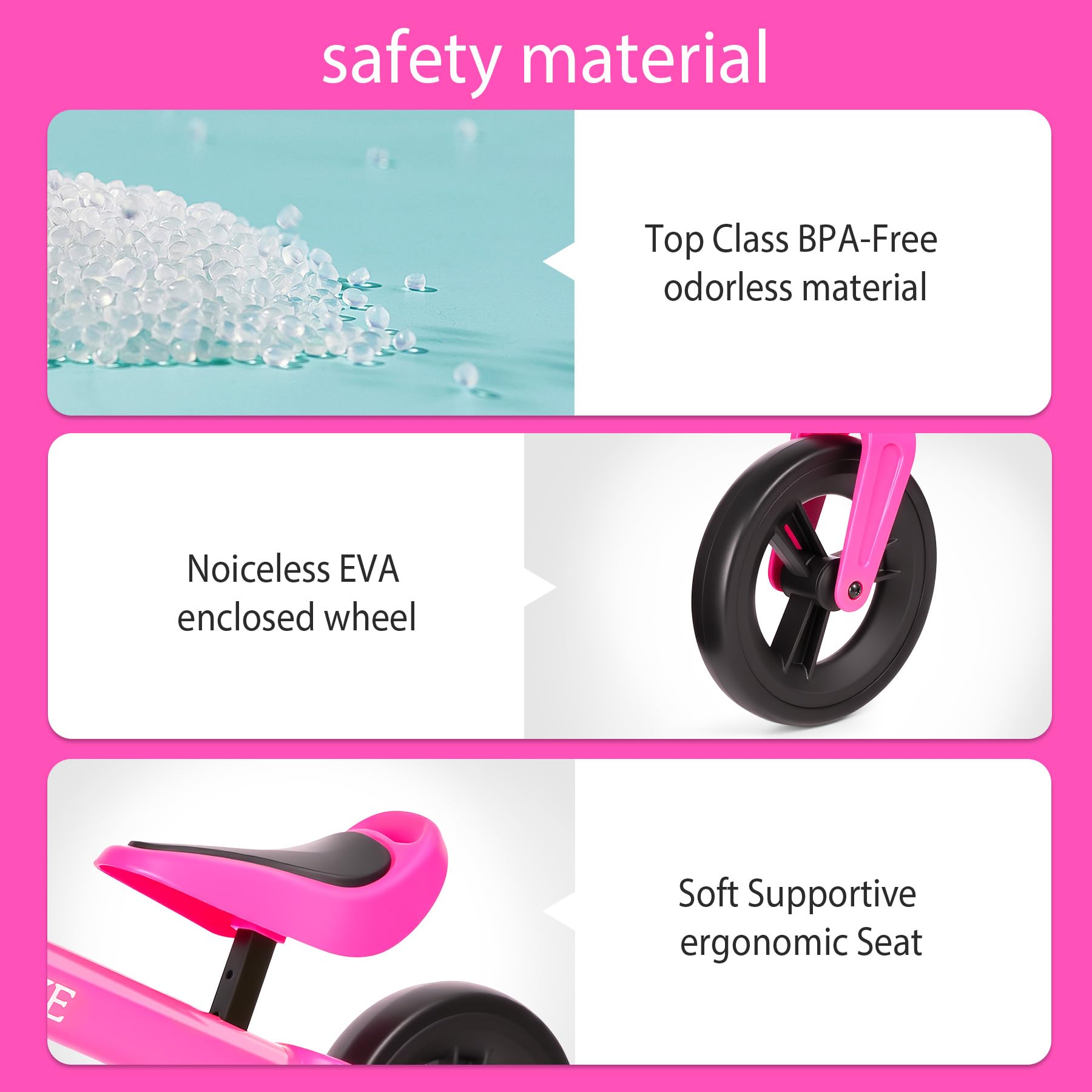 VITONIS Bicicletta Bambini Senza Pedali per 1,5-4 Anni Fino a 25 Kg, volante e sellino Regolabili in Altezza, Bloccasterzo