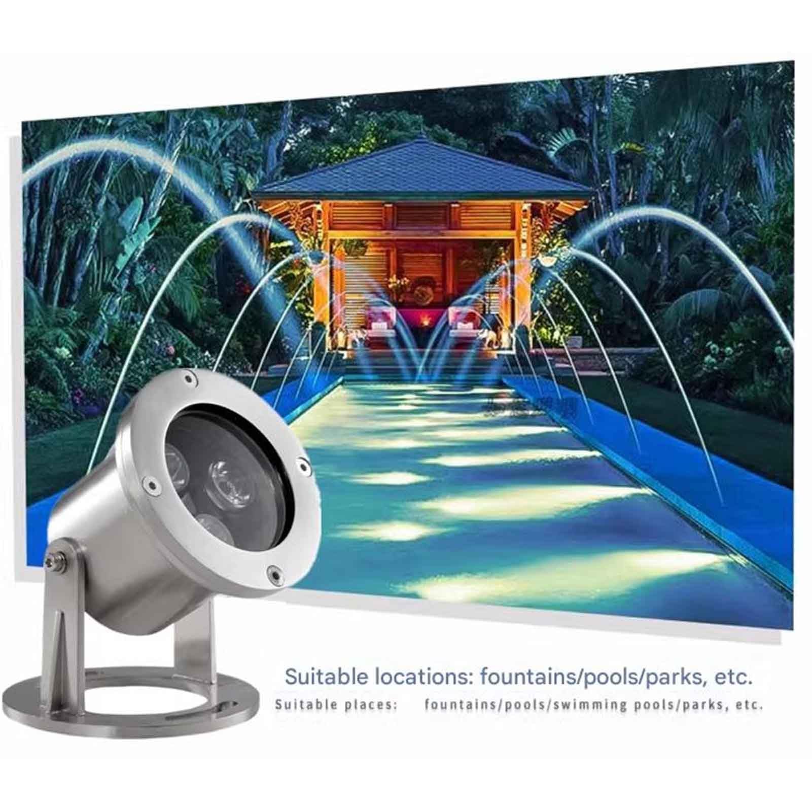 LED Strahler, 3W Wasserdicht Edelstahl Licht für Teich, Brunnen, Park, Pool Beleuchtung
