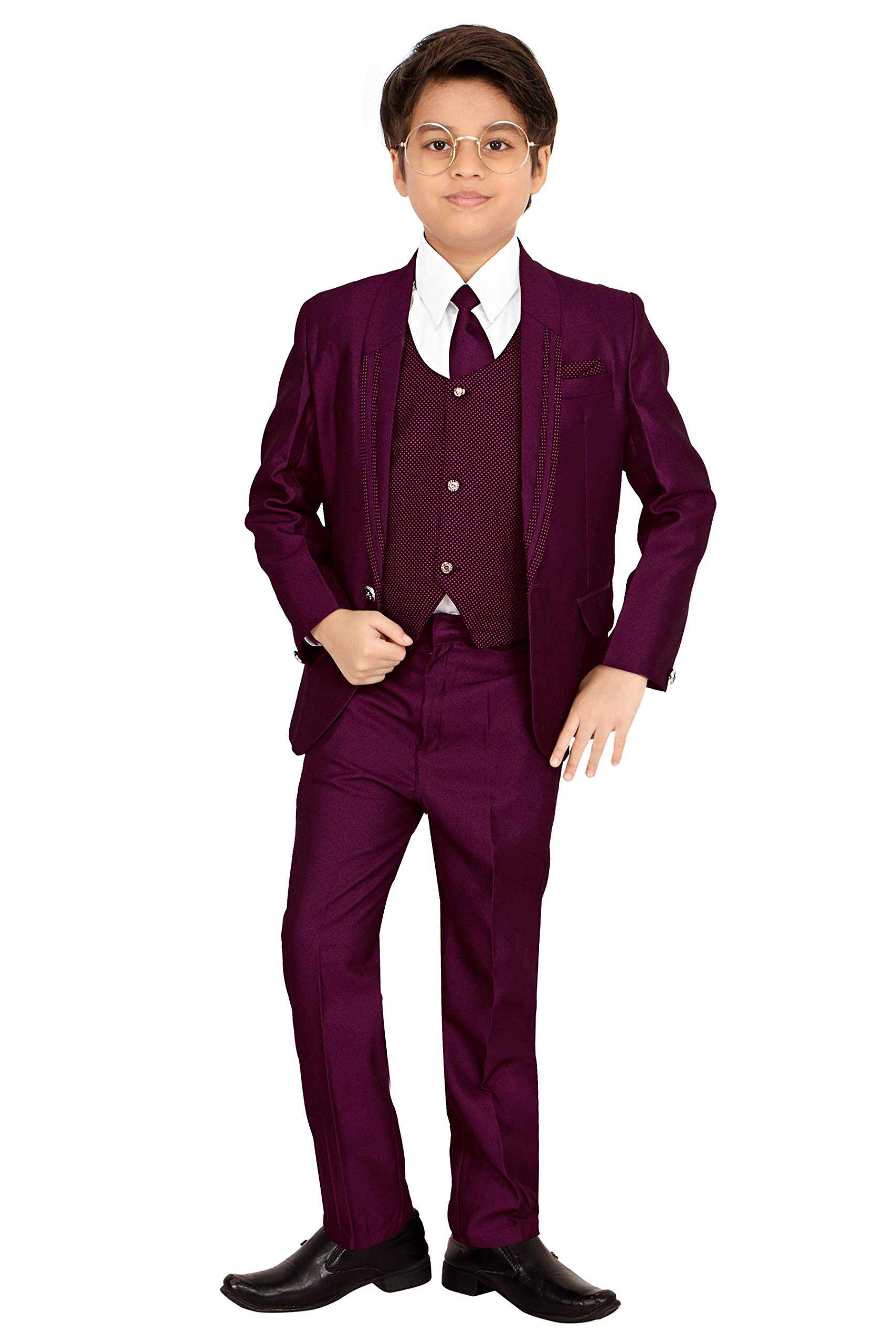 Z&G Trends4 Piece Coat Suit Set Maroon for Boys