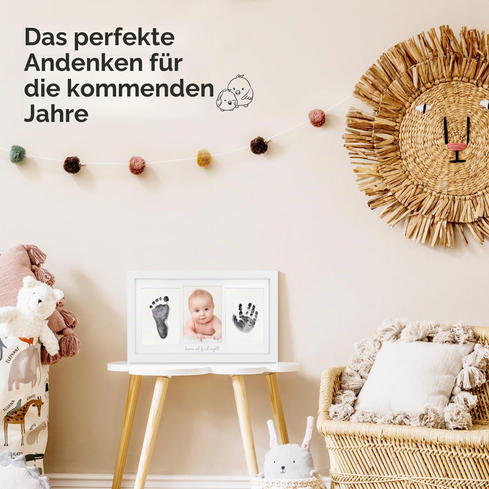 Tintenloses Baby Handabdruck und Fußabdruck set Junge, Mädchen, Neugeborenen-Andenken - No Mess Tintenauflage für Baby Abdruckset, Pfotendruck-Kit fur Dog, Personalisiertes Babygeschenke(Alpine White)