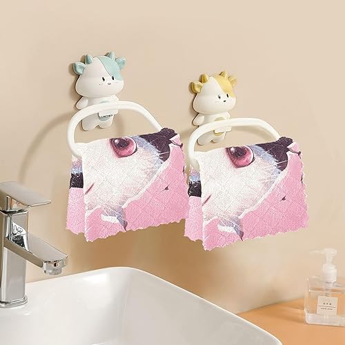 Miniatura 6 de Cute Little Bunny Pink Broken Wall Kitchen Towels and Dishcloths Sets Classic Kitchen Tea Towels Dish Drying Towels Absorbent Kitchen Hand Towels