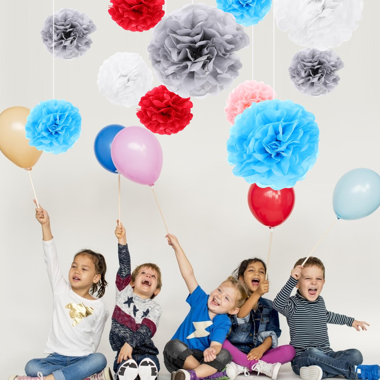 Abaodam 50 Piezas Pompones de Papel de Flores de Pompones de Papel para Bodas Guirnaldas Colgantes Navideñas DIY para Fiestas