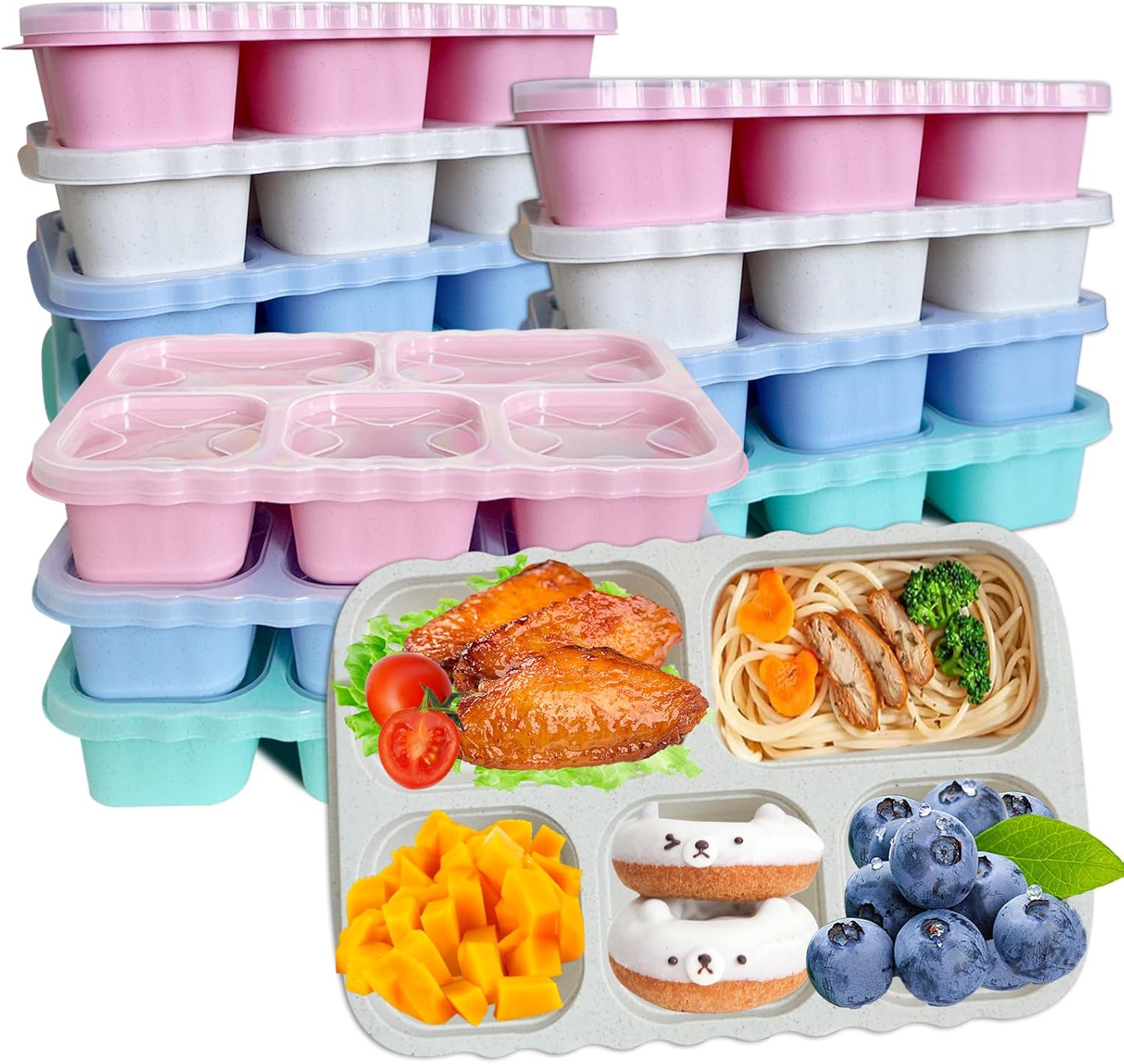 TOTDTDA Bento Boxes 12 Pack, Snack Box Container Wheat