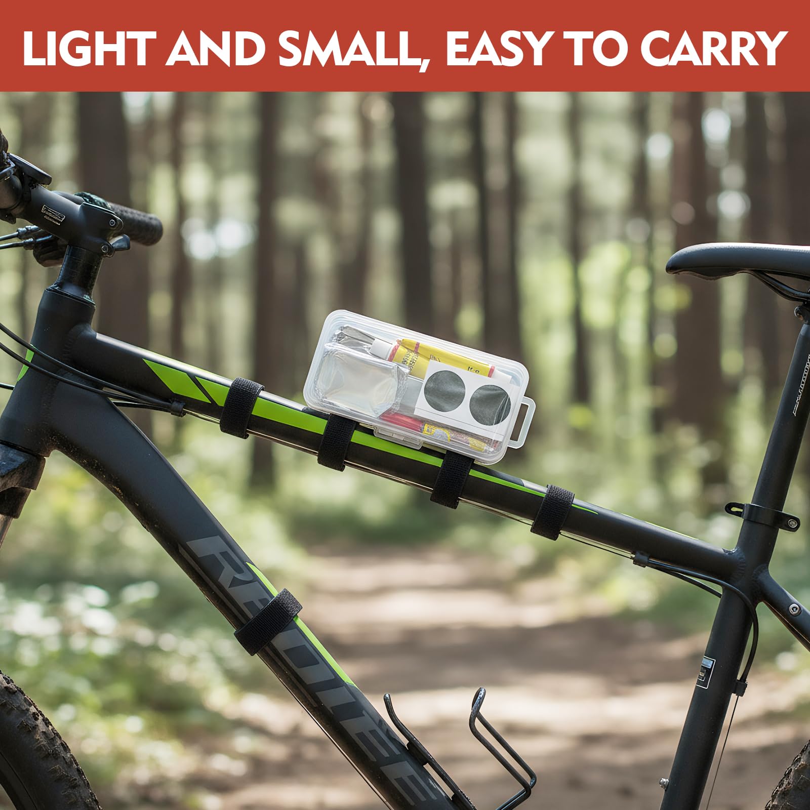Kit Repara Pinchazos Bicicleta, Parches Bicicleta Autoadhesivos con Herramientas y Accesorios Bicicleta, Caja Compacta para Bicicletas de Montaña, Carretera y Eléctricas