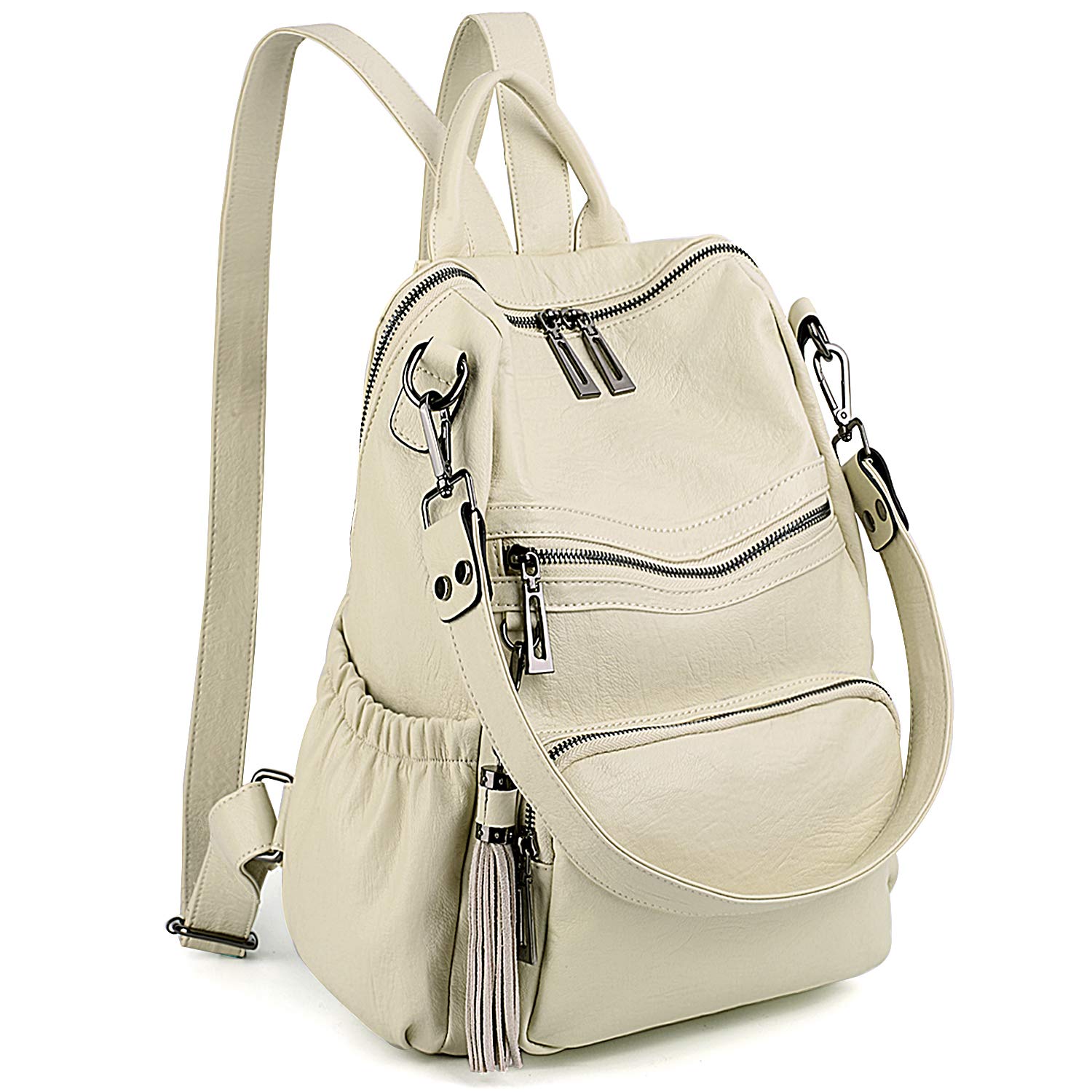 UTO Women Backpack Purse Leather Vegan Ladies Fashion Designer Rucksack Convertible Travel Shoulder Bag with Tassel