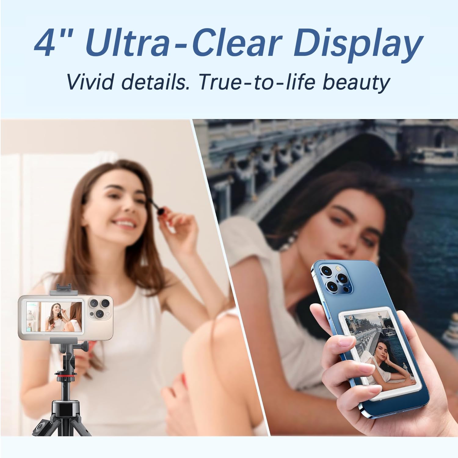 Selfie Monitor Screen for Iphone & Android, 2026 Patented Wireless Magnetic Back Camera Monitor, Vlog Content Creator Essentials, 1800mAh, Up to 3 Hours Runtime, White (Not for Pixel) — Amazon image 4