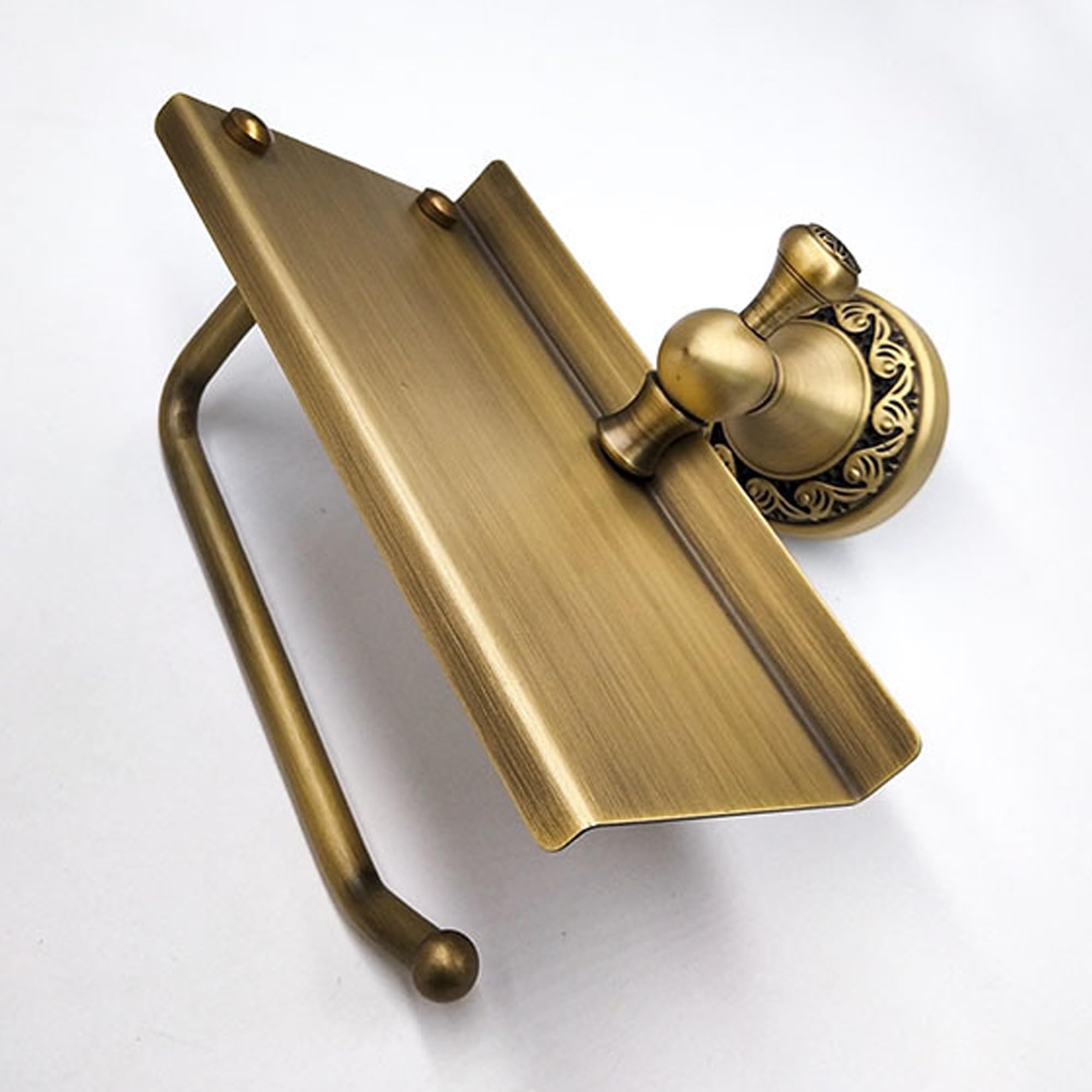 Soporte de Papel higiénico con Estante para teléfono, Soporte para Rollo de Papel higiénico de baño, Bronce Antiguo, Accesorios de baño, Accesorios de baño, diseño Tallado de patrón