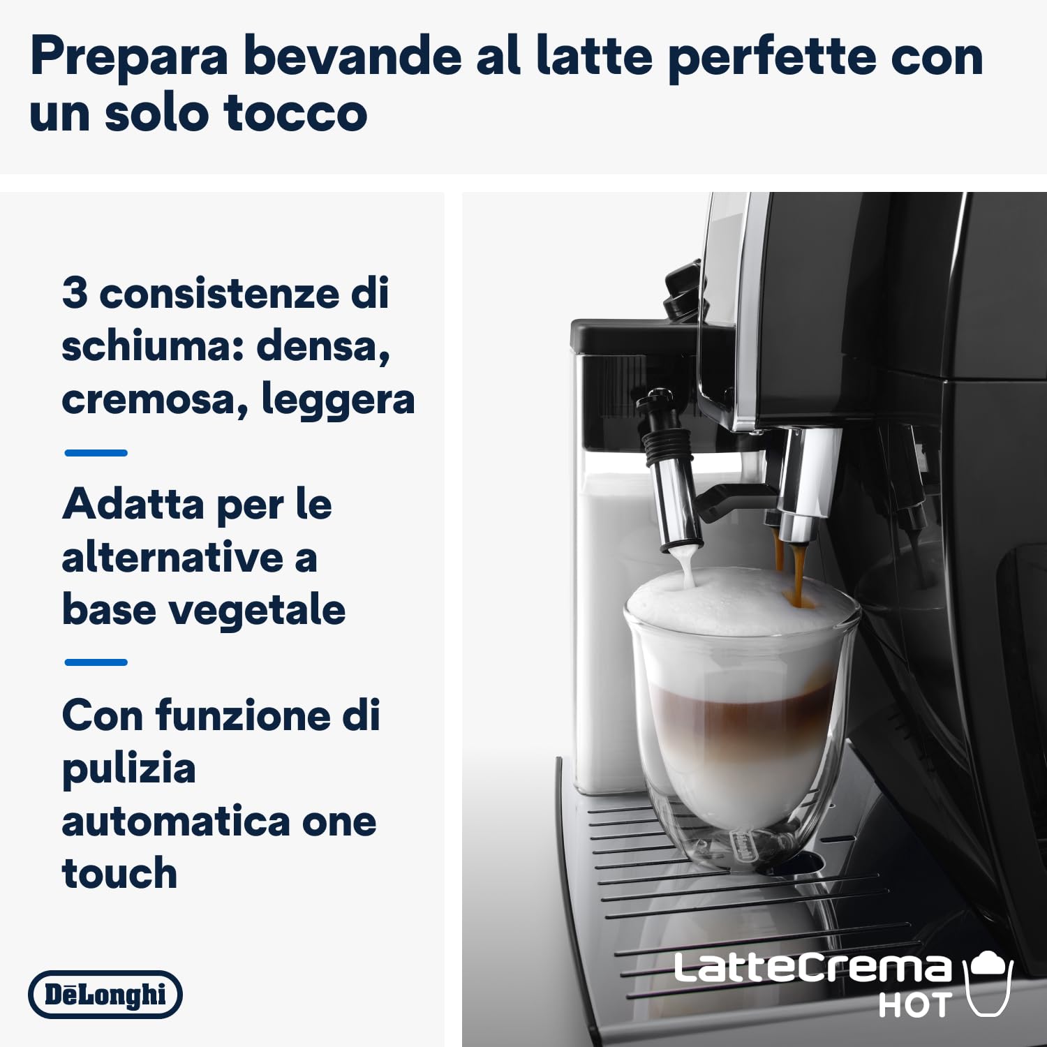 De'Longhi Dinamica Plus ECAM382.70.B, Macchina Automatica per Caffè in Chicchi, Macchina Cappuccino con Tecnologia LatteCrema, Macchina Espresso con 18 Ricette, Schermo TFT 3,5", 1450W, Nero