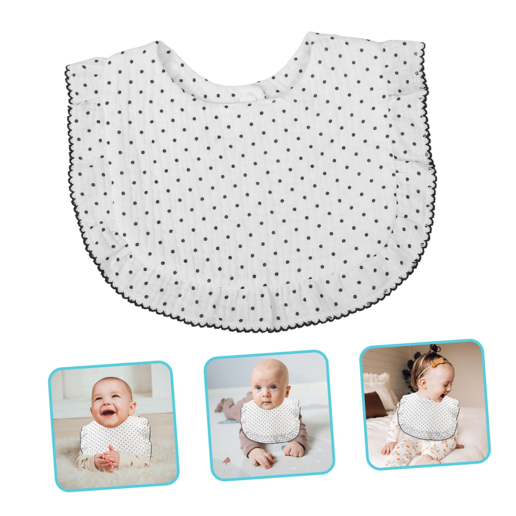 Bavoir Coton Mousseline Doux avec Bouton-pression Protection Anti-bavouille pour Repas et Régurgitations Absorbant et Confortable Motifs Imprimés et Finition Brodée Adaptée pour