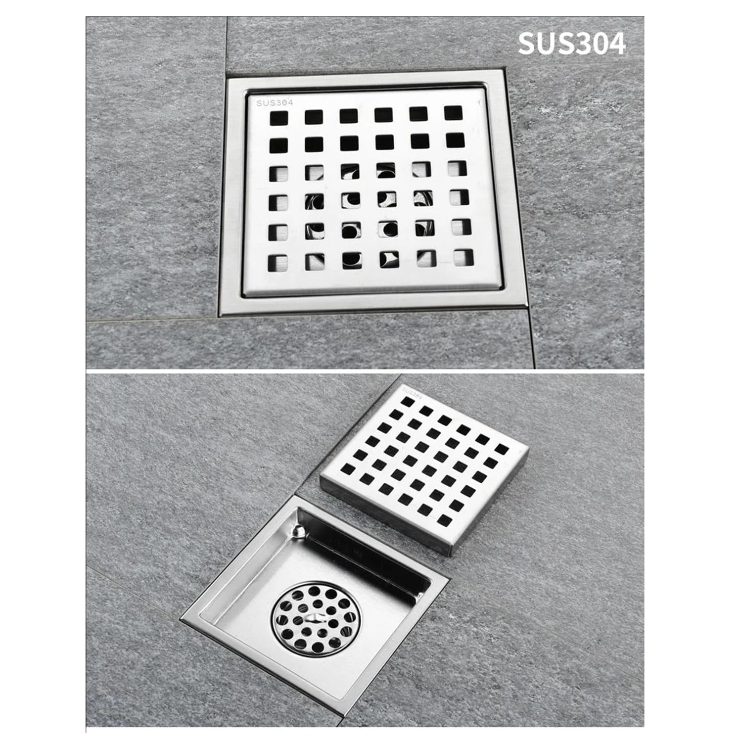 15x15 Cm canalina Per Doccia,Piletta Doccia a Pavimento,Scarico Pavimento Doccia,Con Sifone Antiodore a 360°,Filtro Antiodore e Filtro Per Capelli 2 In 1,Per Bagni,Cantine,Interni Ed Esterni
