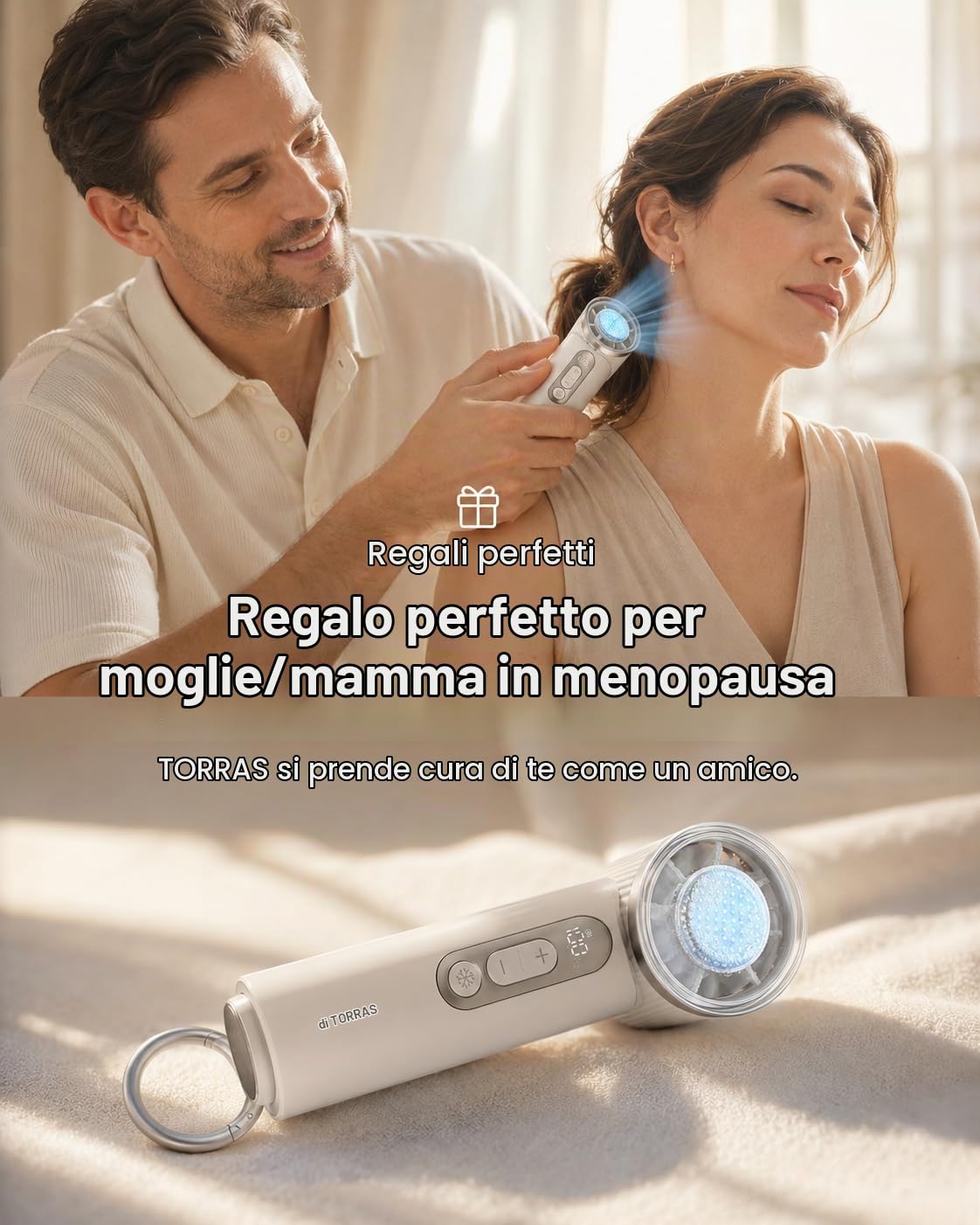 TORRAS Coolify iva - Ventilatore portatile con refrigeratore per il ghiaccio, raffreddamento di 10 °C, velocità regolabile da 0 a 100, super mini ventilatore portatile 4900 mAh, ricaricabile, ventole