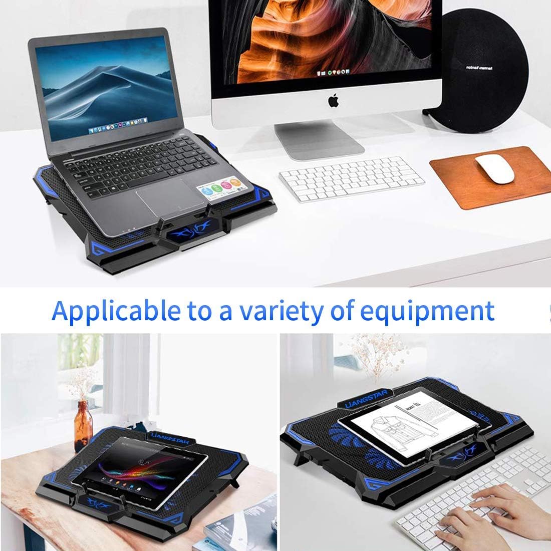 Laptop Cooling Pad, Laptop Cooler with 6 Quiet Led Fans for 15.6-17 Inch Laptop Cooling Fan Stand, Portable Ultra Slim USB Powered Gaming Laptop Cooling Pad, Switch Control Fan Speed Function