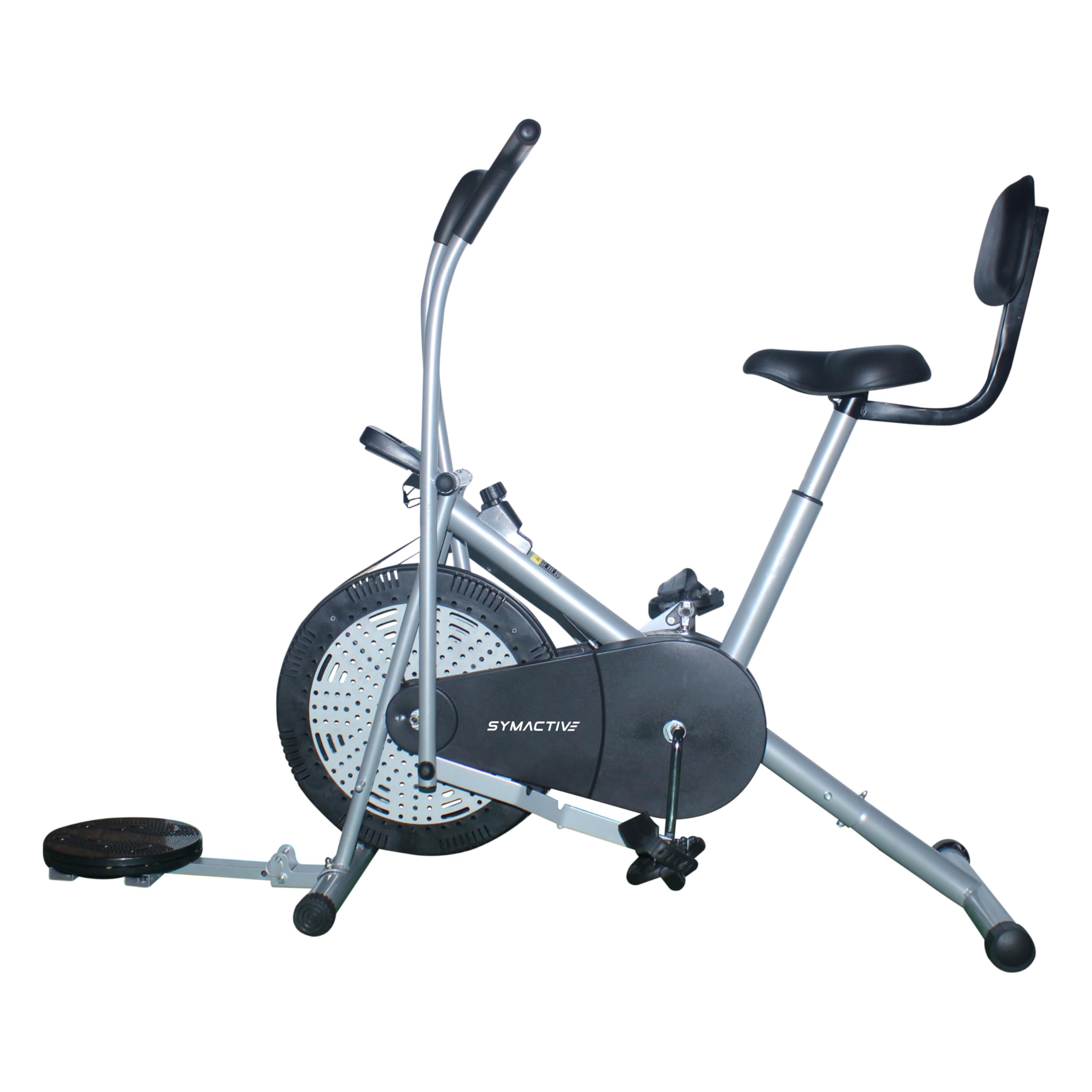 Amazon Brand - Symactive Air Bike Exercise Cycle with Moving/Stationary Handles, Adjustable Resistance with Cushioned Seat, Back Support & Twister, Max User Weight 100 Kg (B0C33V3GZQ) Amazon Price History, Amazon Price Tracker